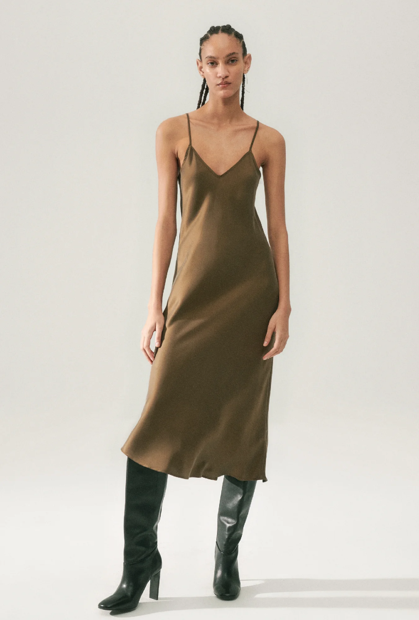 90s Slip Dress Dark Earth - Image 4