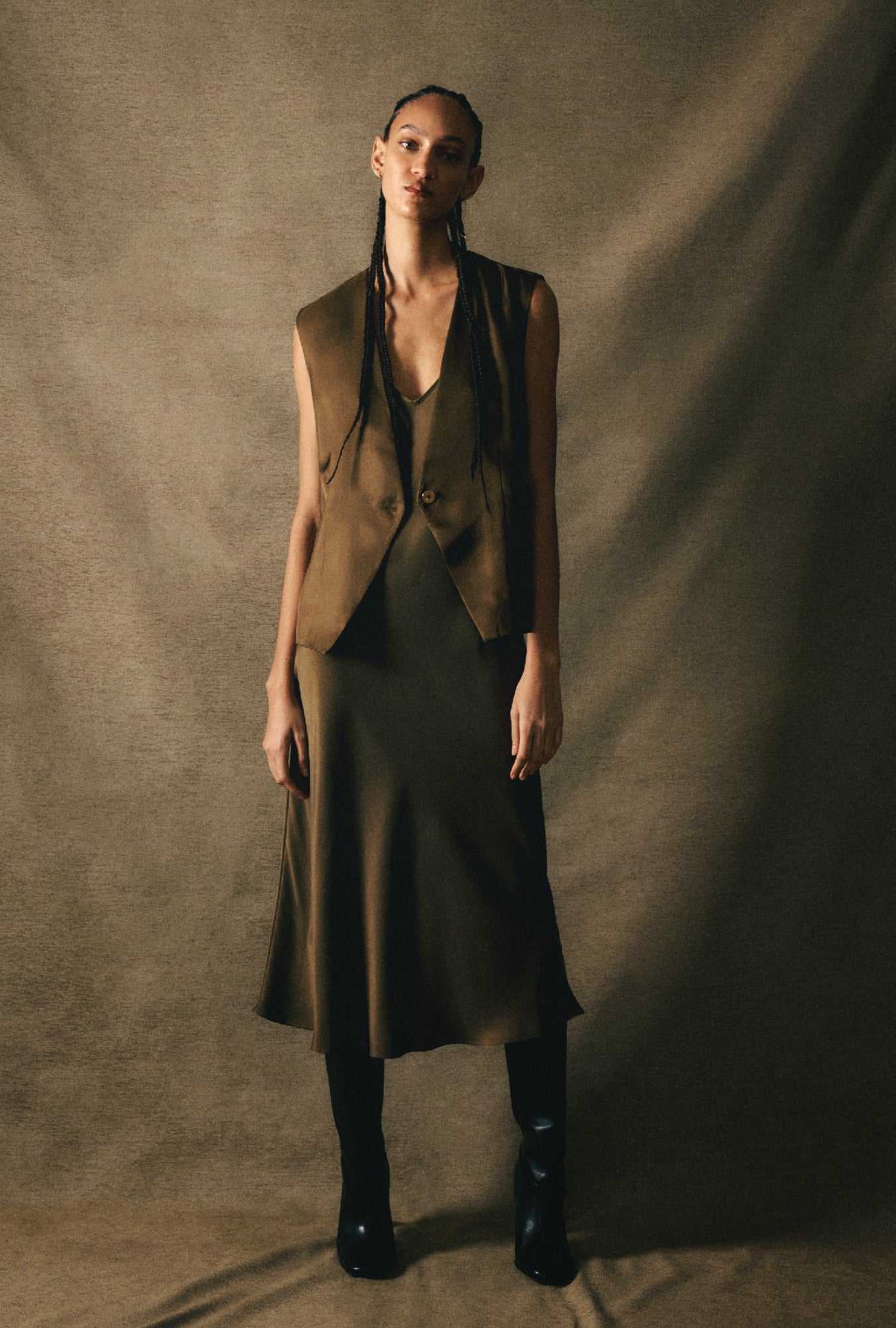 90s Slip Dress Dark Earth - Image 5