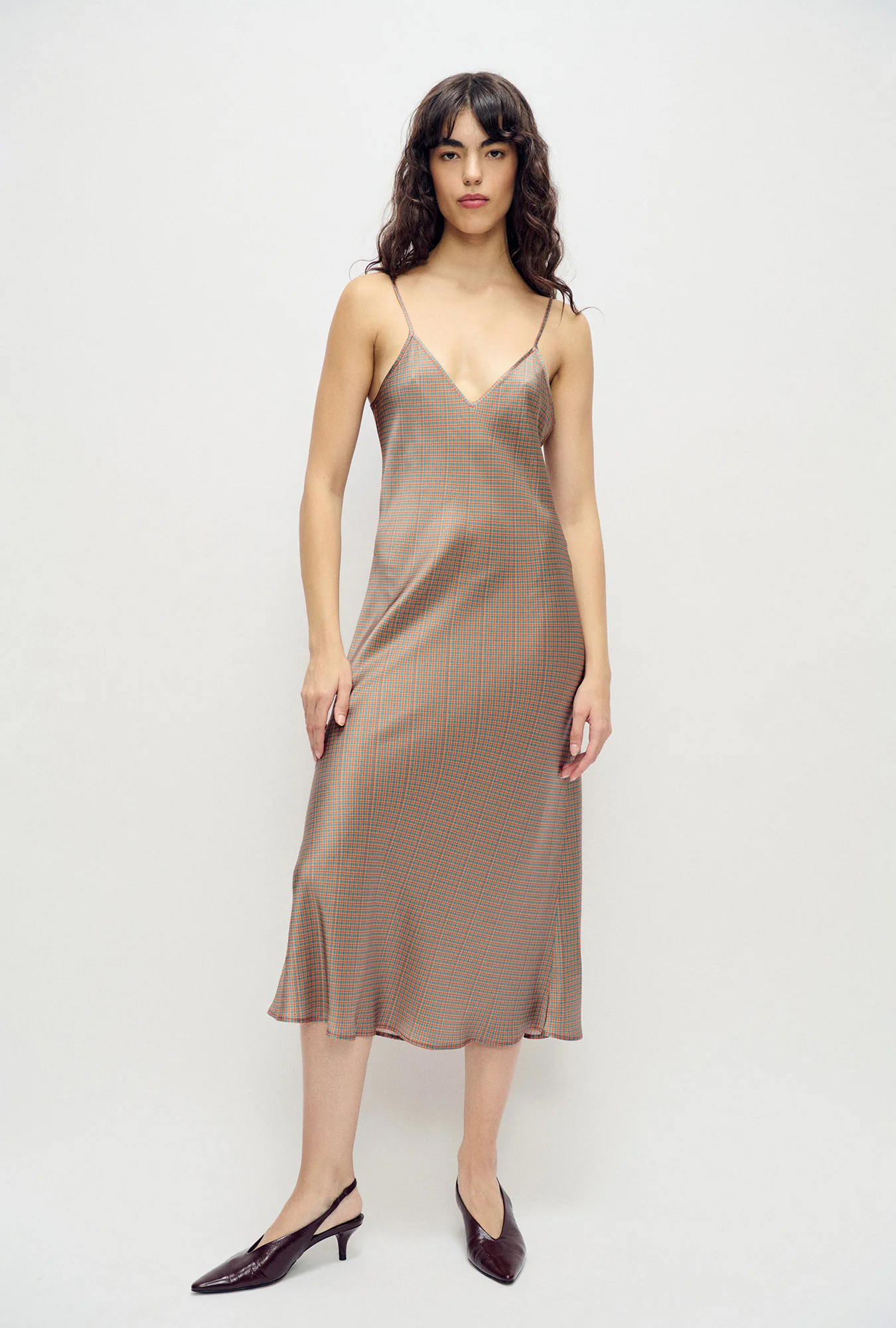 90s Slip Dress Micro Plaid - Image 2