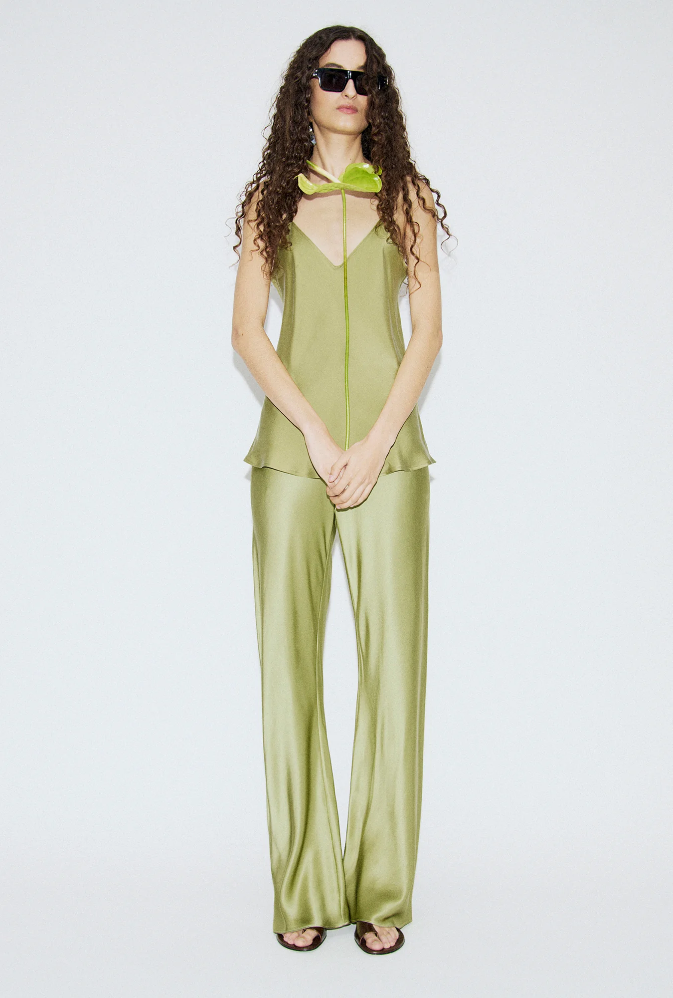 Bias Cut Cami Sage - Image 2