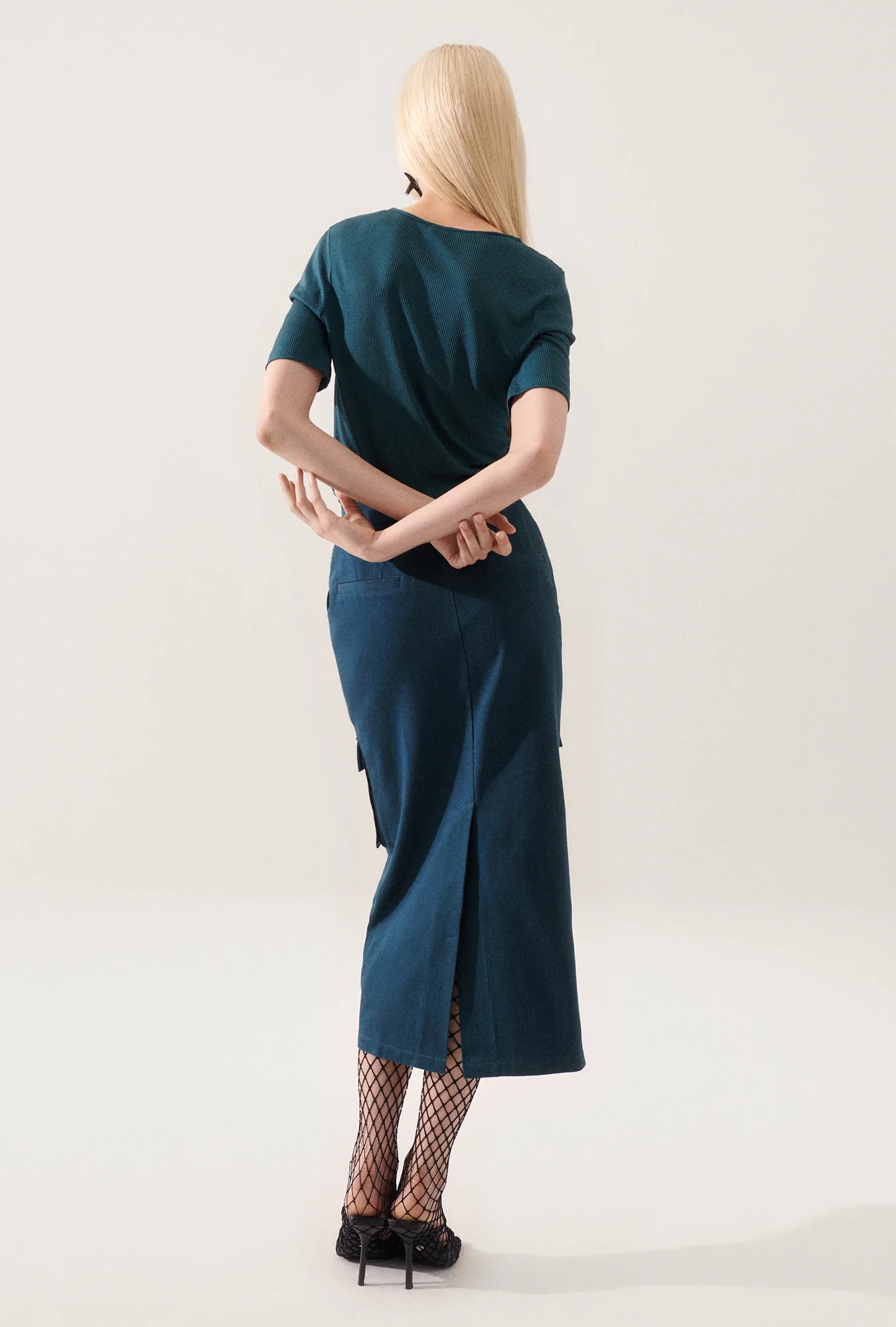 Canvas Cargo Skirt Teal - Image 4