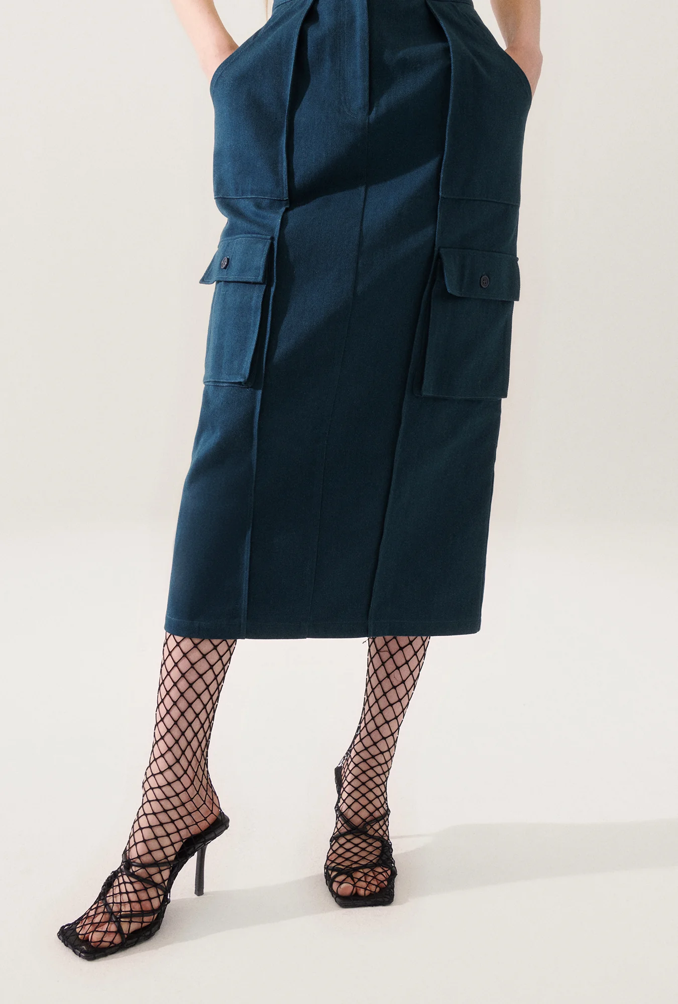 Canvas Cargo Skirt Teal - Image 5
