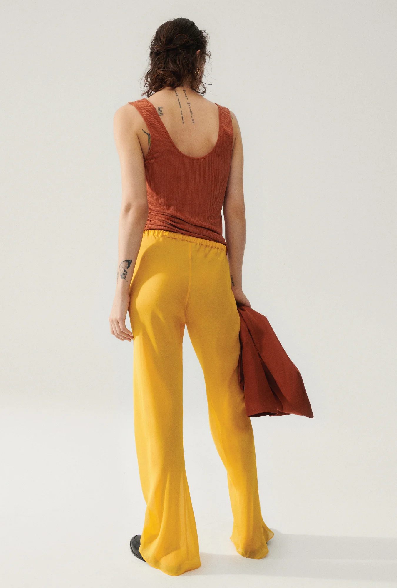 Chiffon Bias Cut Pants Goldfinch - Image 3