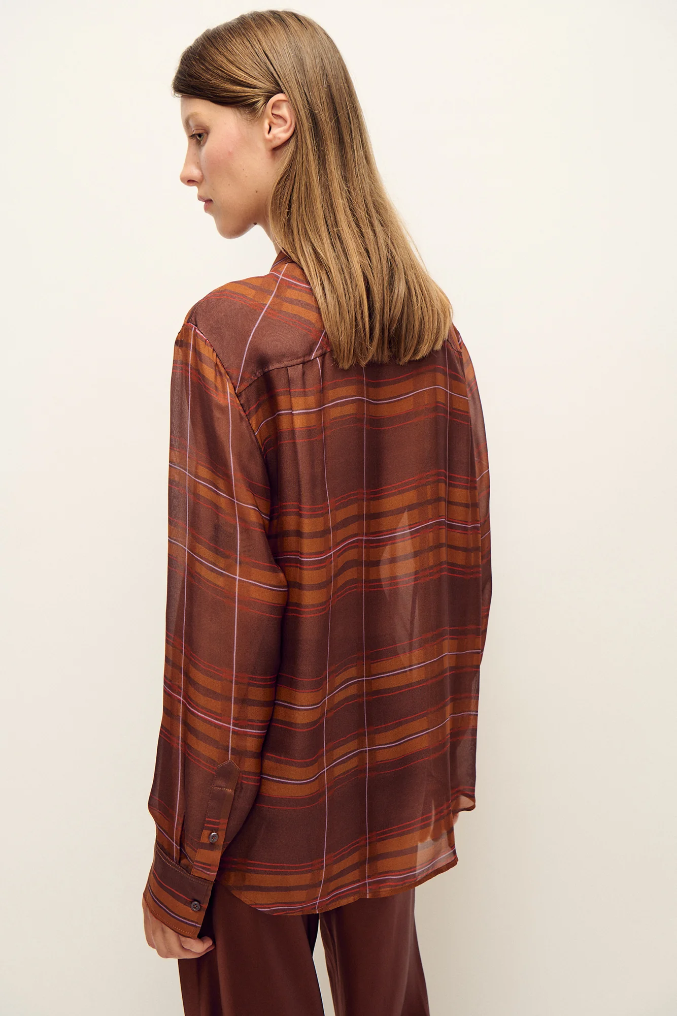 Chiffon Boyfriend Shirt Root Plaid - Image 3