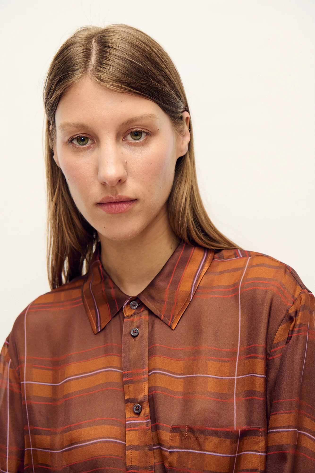 Chiffon Boyfriend Shirt Root Plaid - Image 4