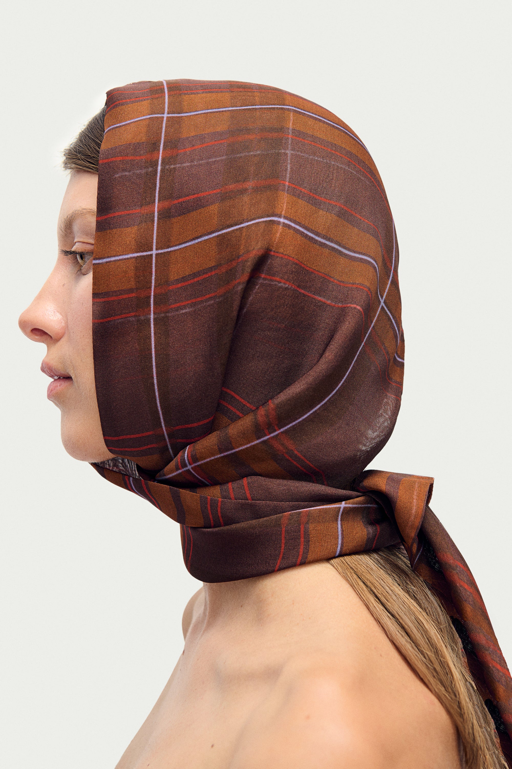 Chiffon Hollywood Headscarf Root Plaid - Image 5
