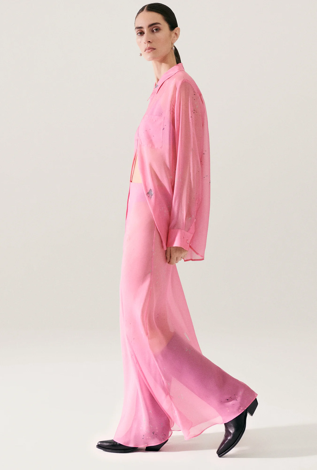 Chiffon Long Bias Cut Skirt Hog Wash - Image 2