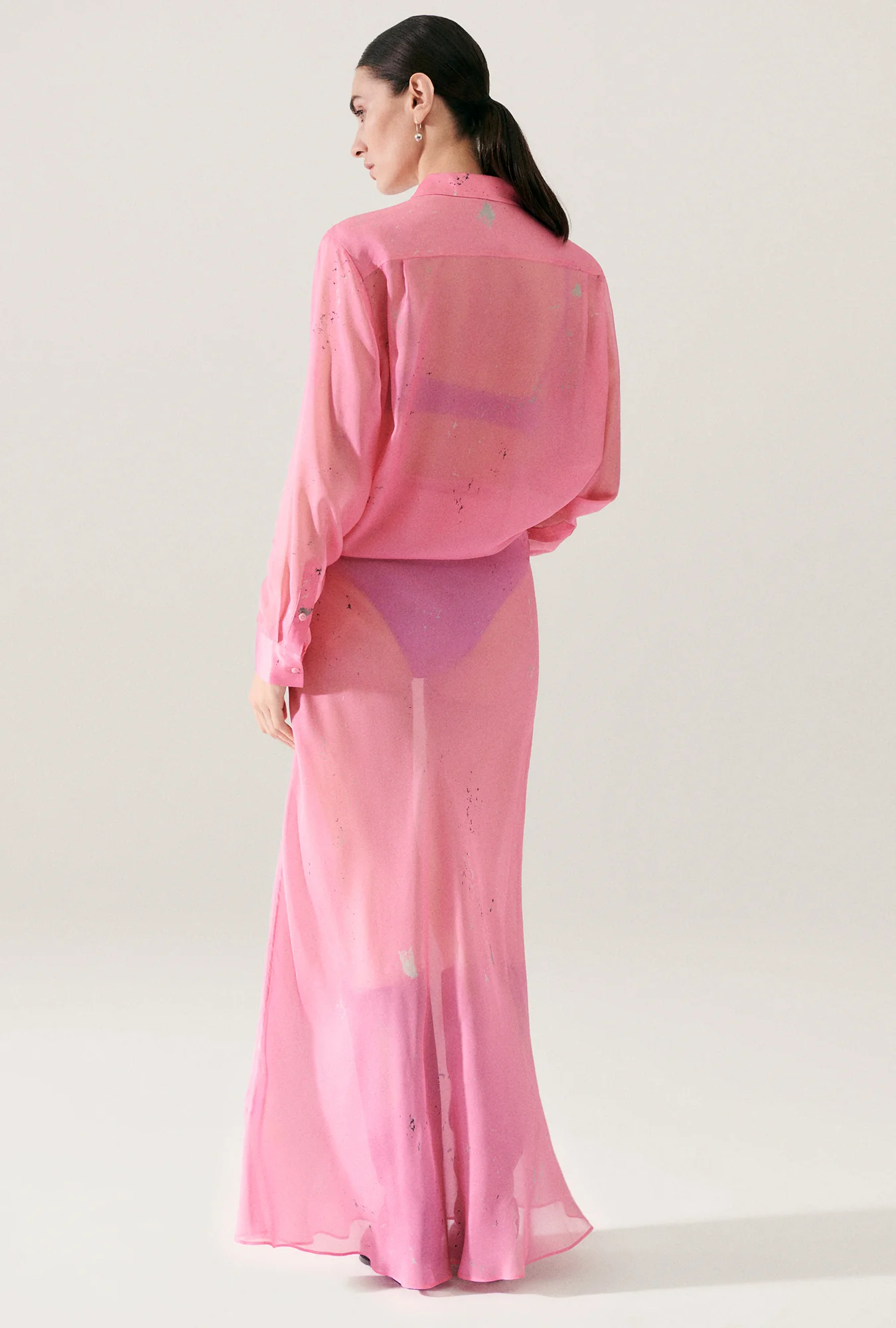 Chiffon Long Bias Cut Skirt Hog Wash - Image 4