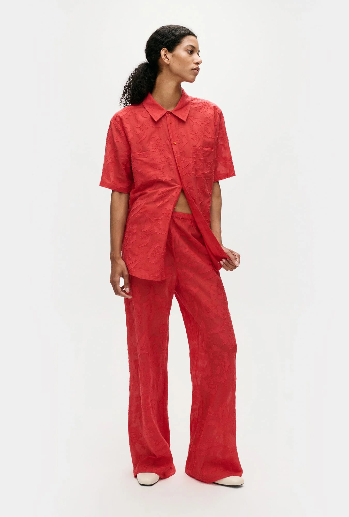 Clip Silk Bias Cut Pants Geranium - Image 2