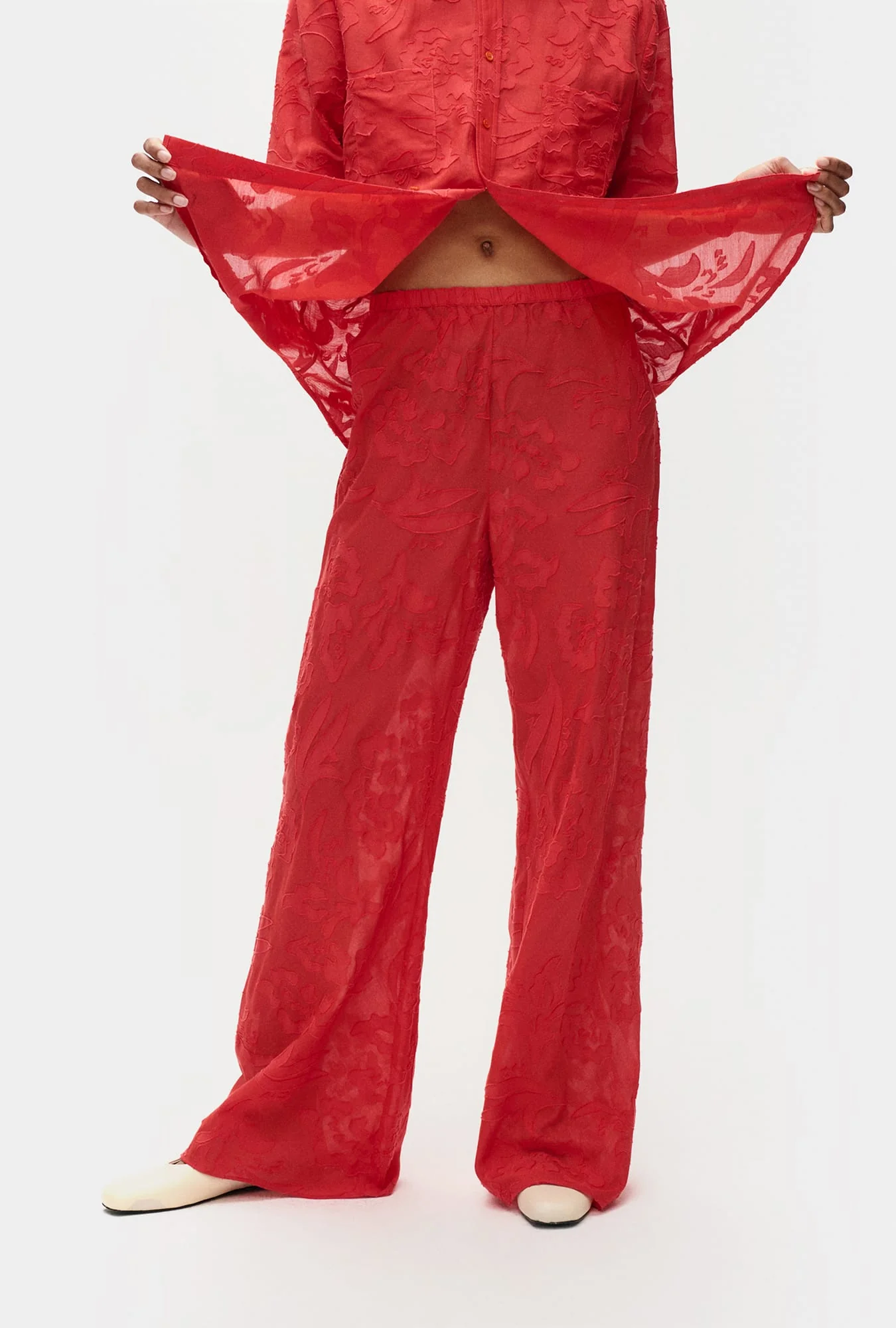 Clip Silk Bias Cut Pants Geranium - Image 4