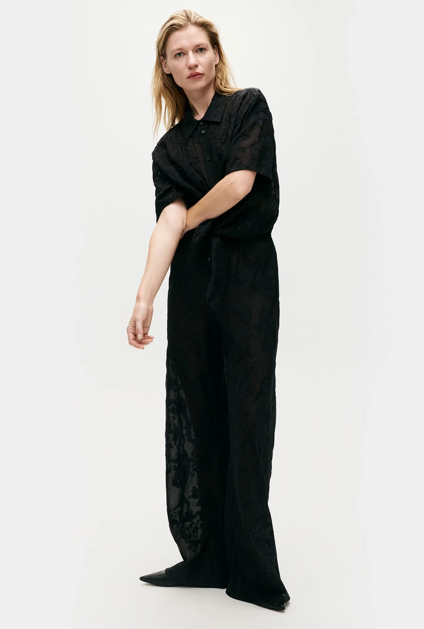 Clip Silk Bias Cut Pants Tulipa Black - Image 4