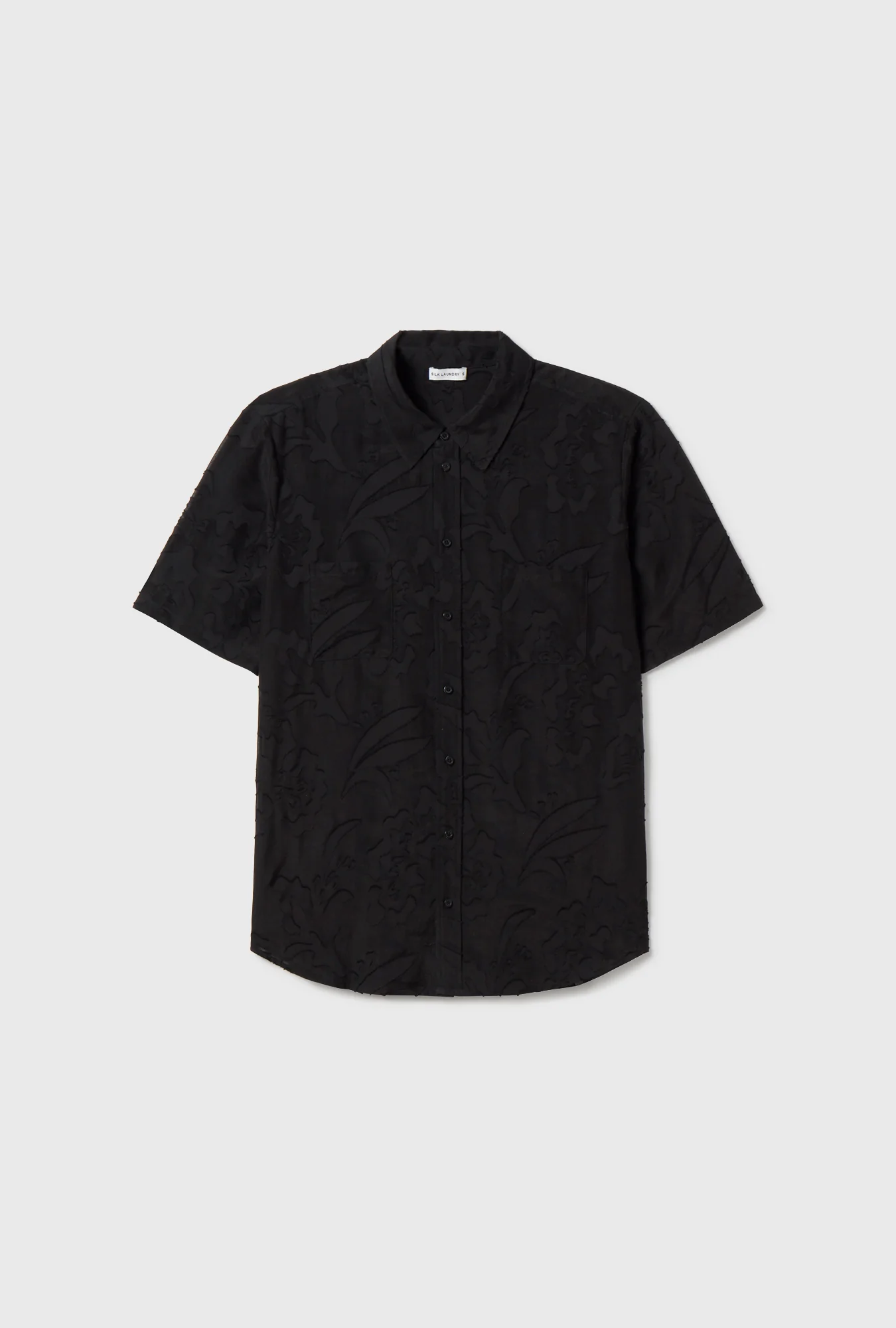 Clip Silk Short Sleeve Boyfriend Shirt Tulipa Black