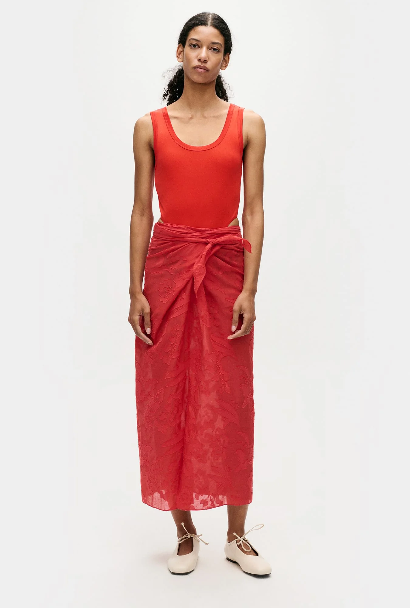 Clip Silk Wrap Skirt Geranium - Image 5
