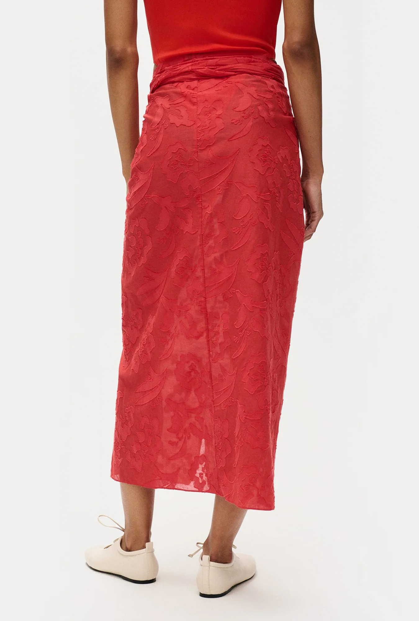 Clip Silk Wrap Skirt Geranium - Image 6