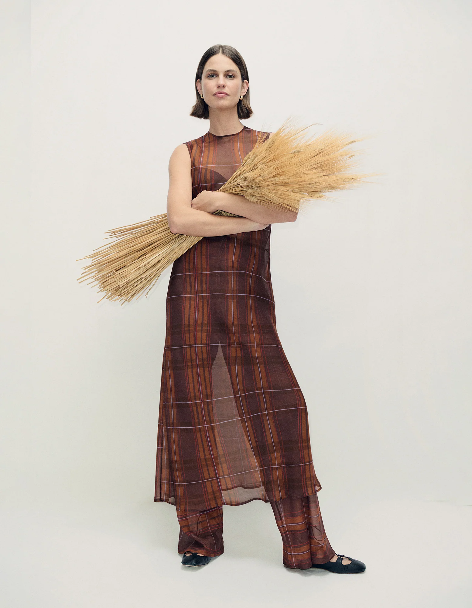 Chiffon Rasa Dress Root Plaid - Image 2