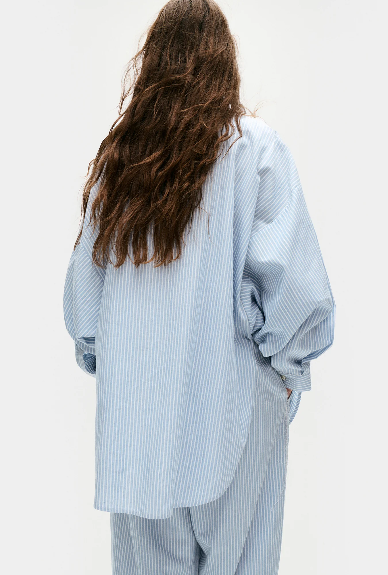 Cotton Collarless Round Shirt Storm Stripe - Image 5