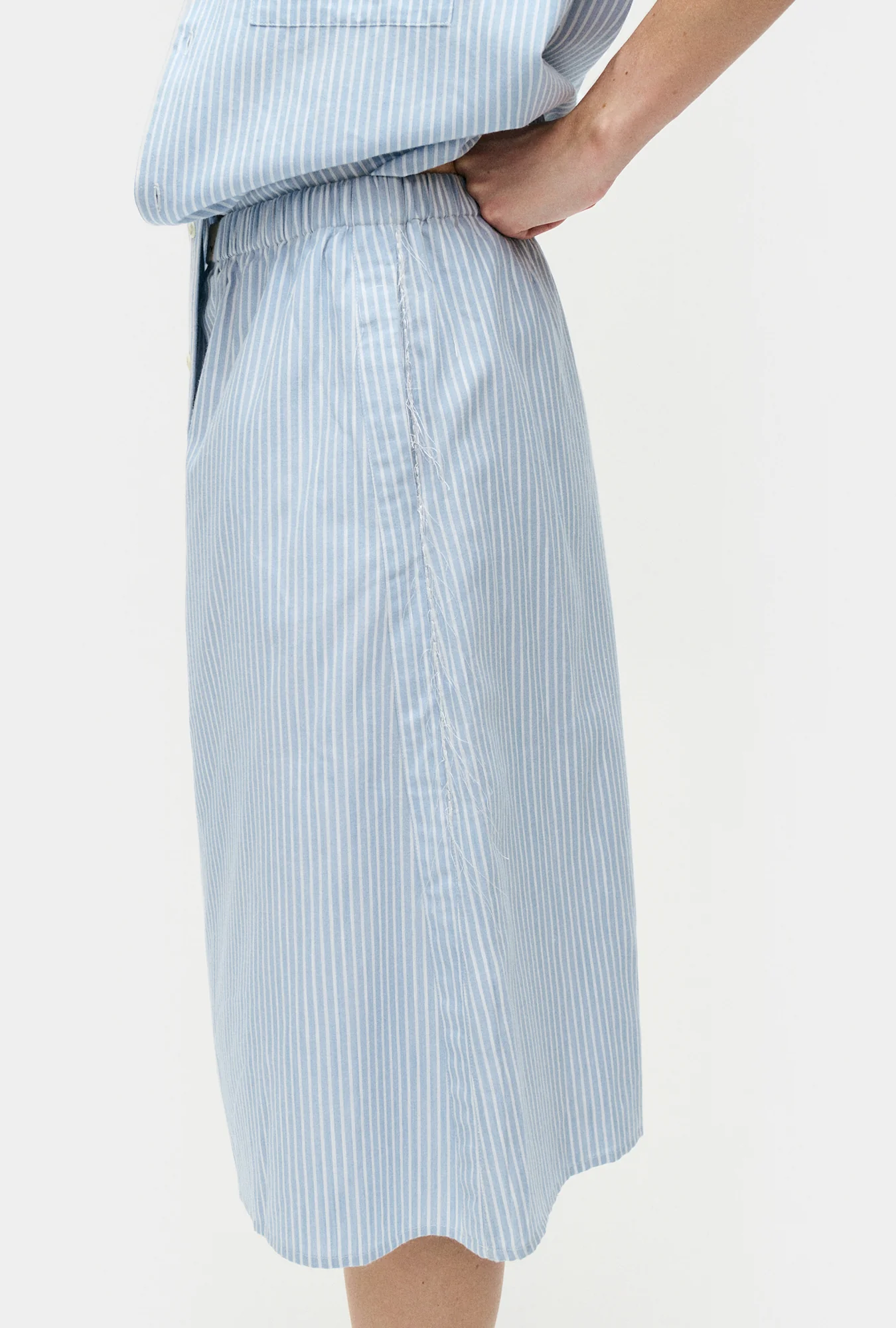 Cotton Midi Skirt Storm Stripe - Image 3