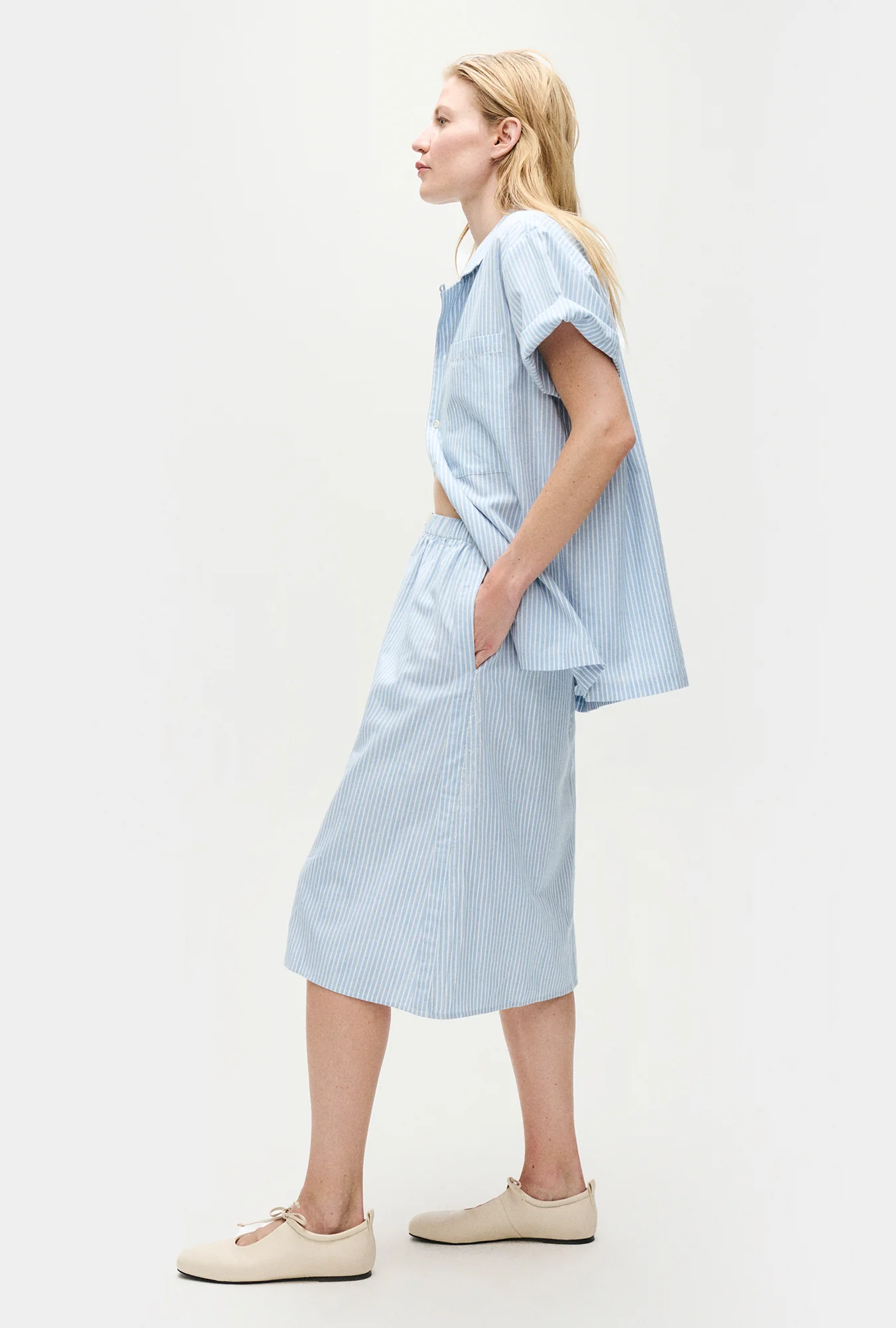 Cotton Midi Skirt Storm Stripe - Image 5
