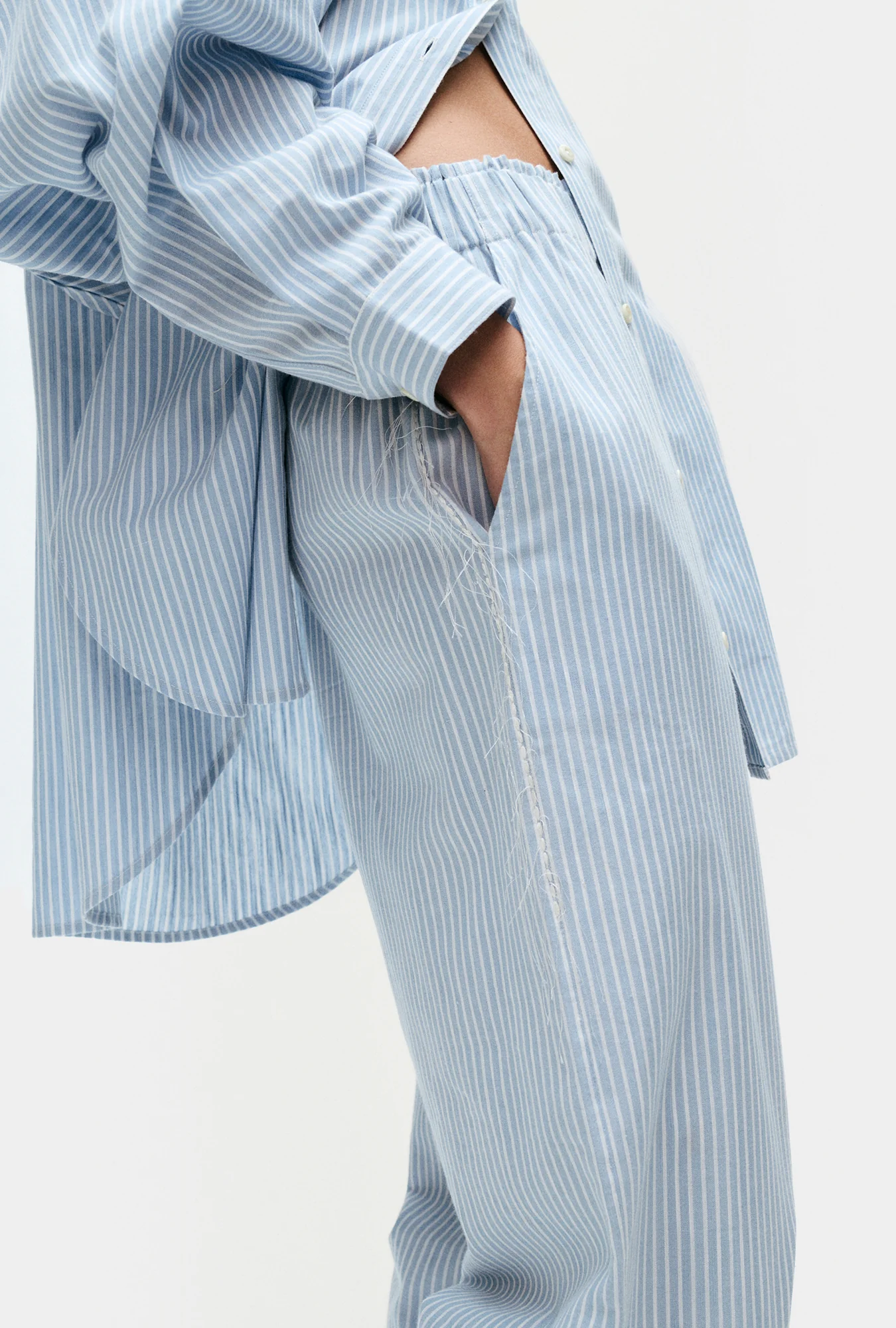 Cotton Paper Bag Pants Storm Stripe - Image 3