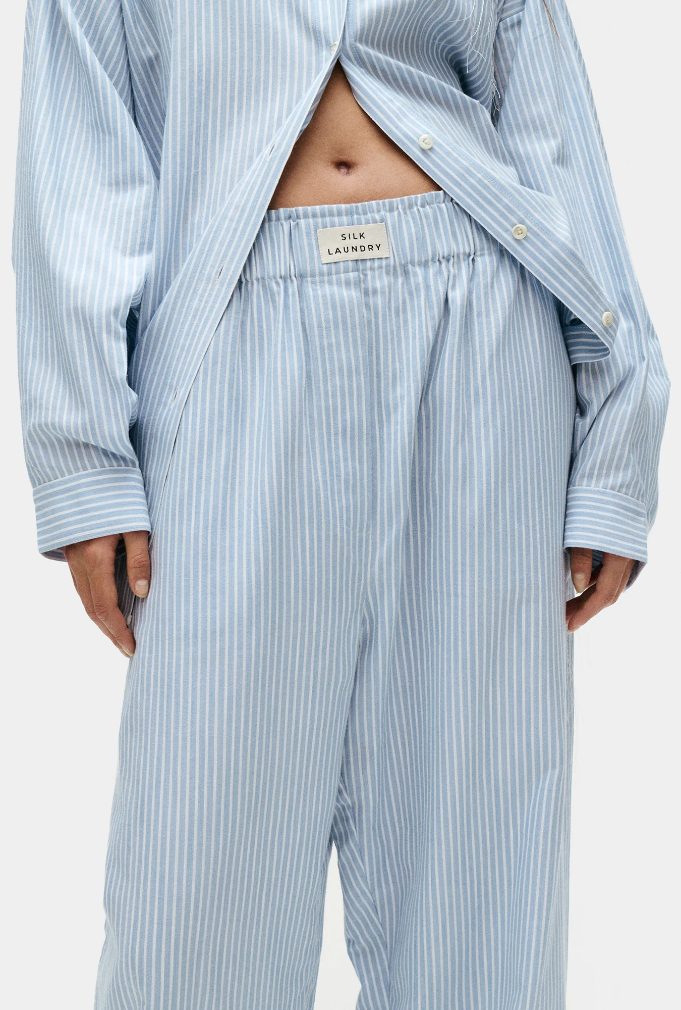 Cotton Paper Bag Pants Storm Stripe - Image 4