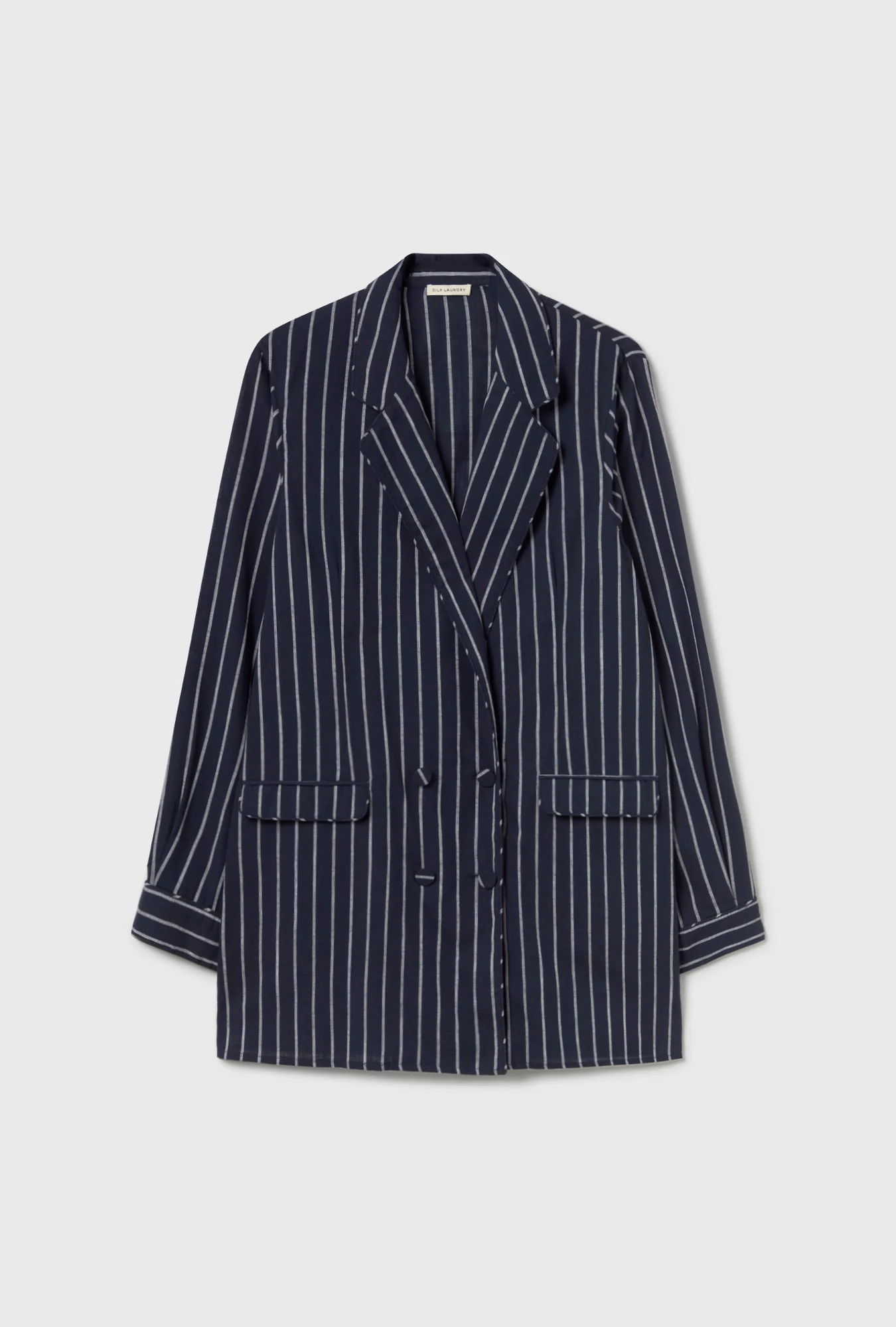 Cotton Relaxed Blazer Egret Stripe
