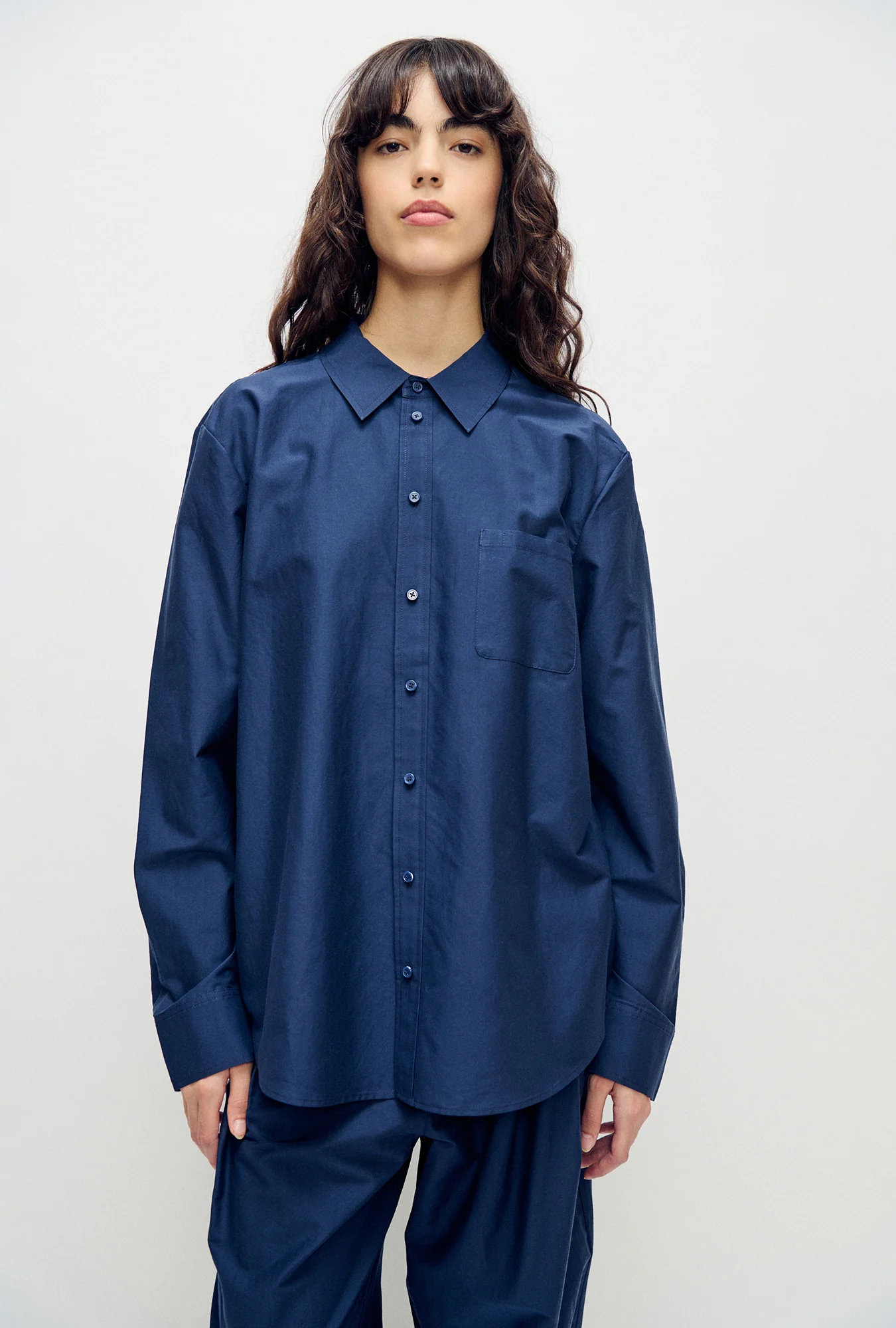 Cotton Silk Boyfriend Shirt Midnight - Image 2