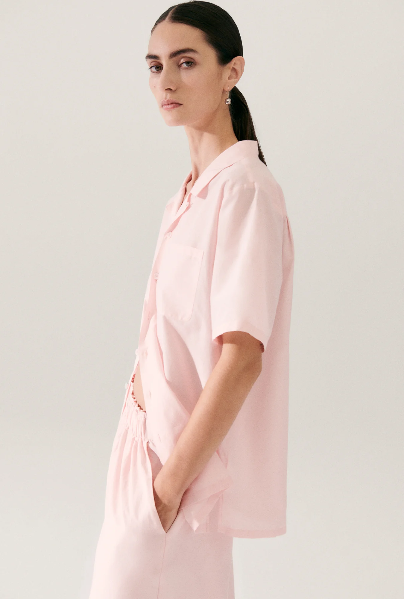 Cotton Silk Camp Shirt Hydrogen - Image 4