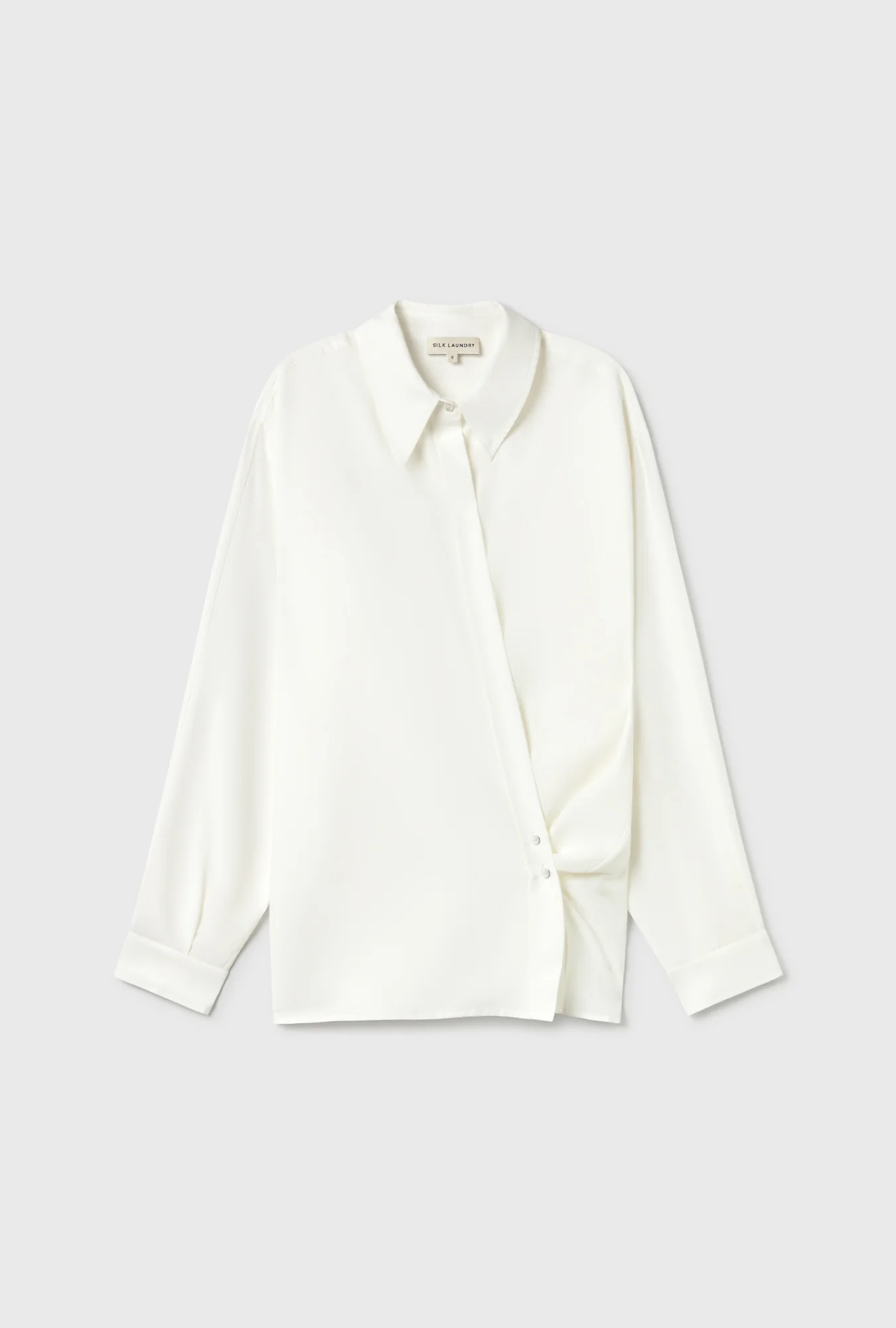 Cotton Silk Crossover Shirt White