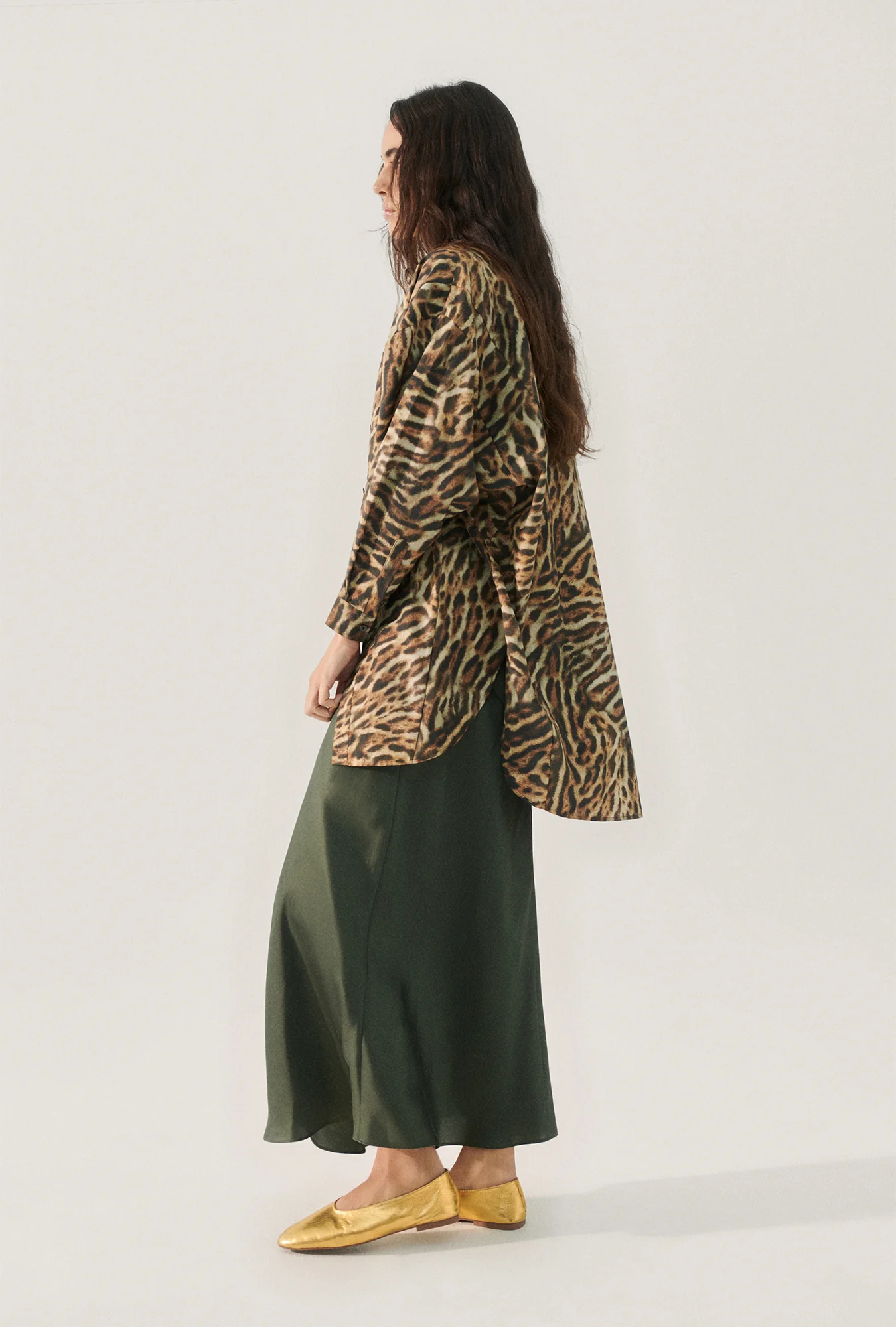 Cotton Silk Round Shirt Leopard - Image 3