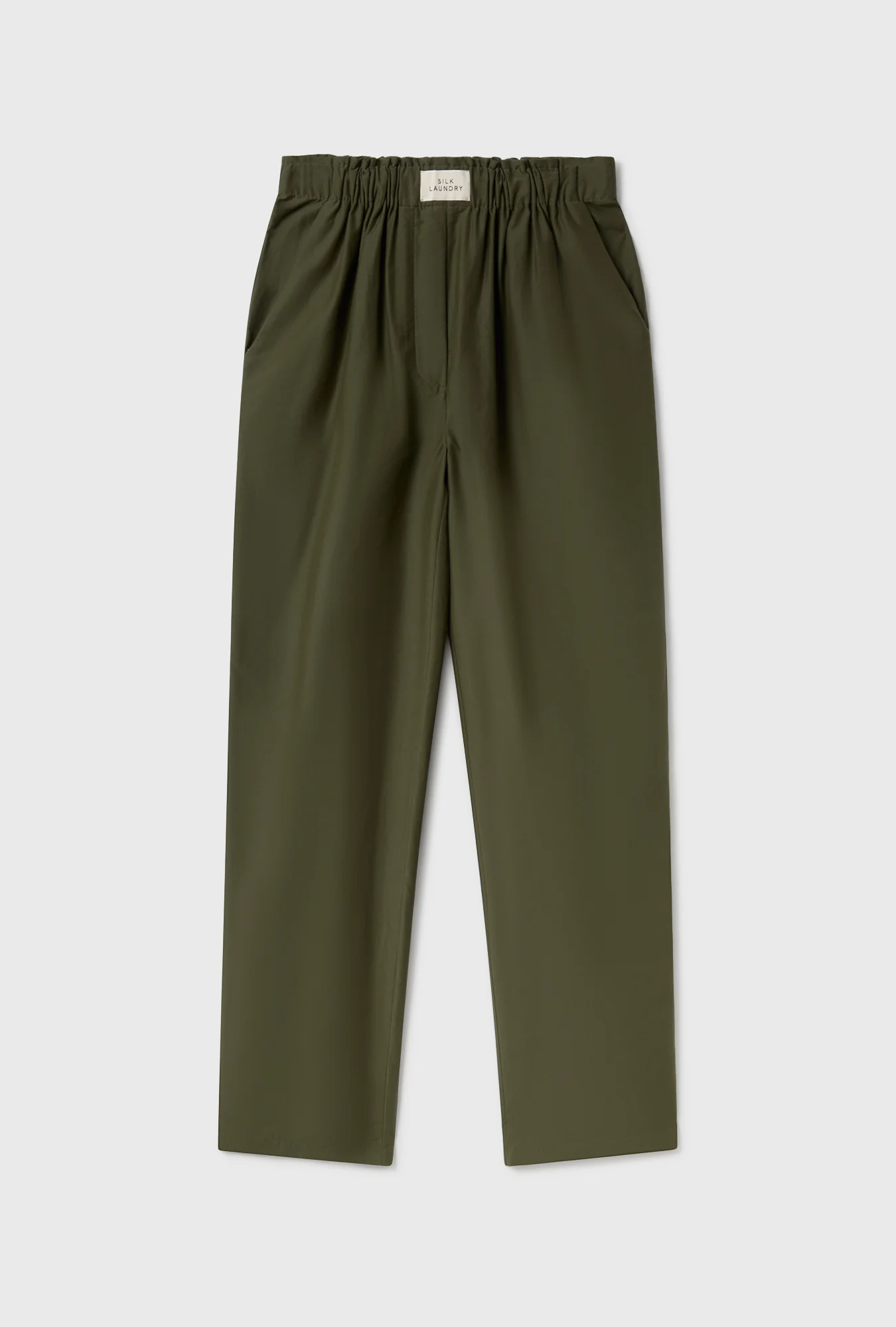 Cotton Silk Paper Bag Pants Pine