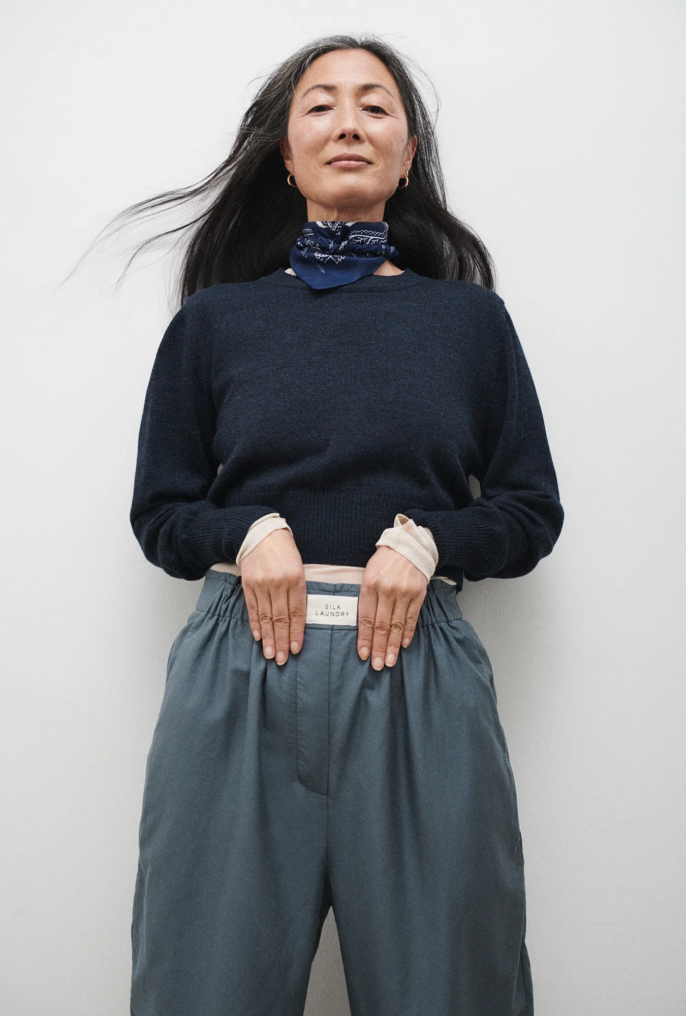 Cotton Silk Paper Bag Pants Slate - Image 3