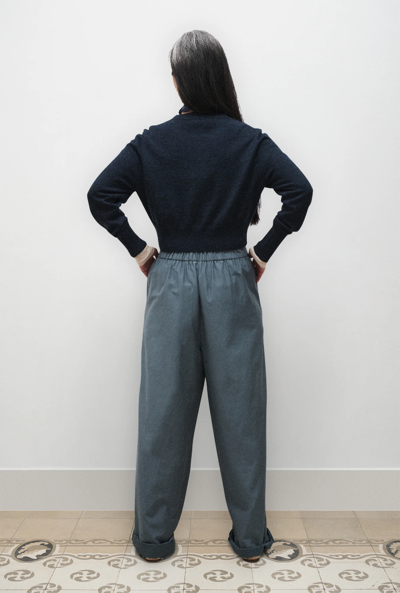 Cotton Silk Paper Bag Pants Slate - Image 4