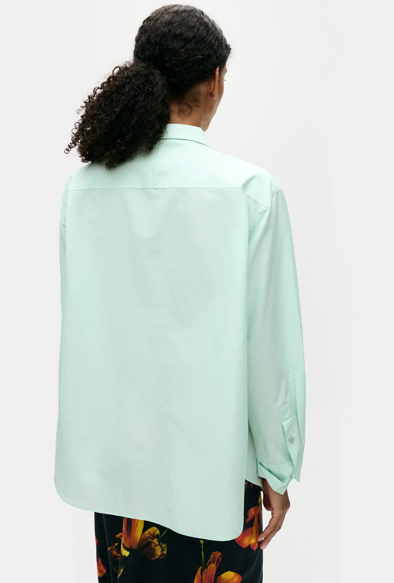 Cotton Silk Pleated Yoke Shirt Dew - Image 3