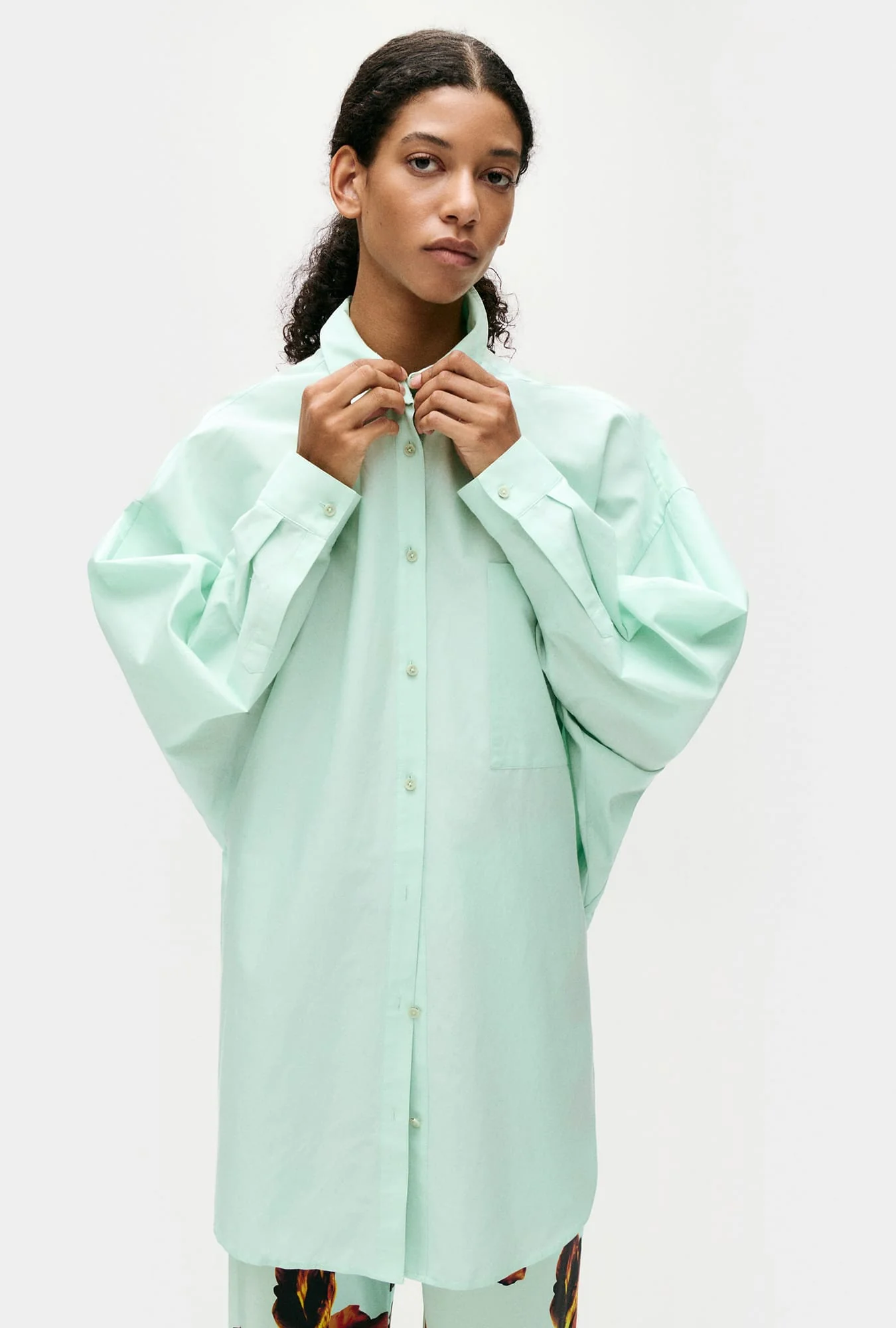 Cotton Silk Round Shirt Dew - Image 2