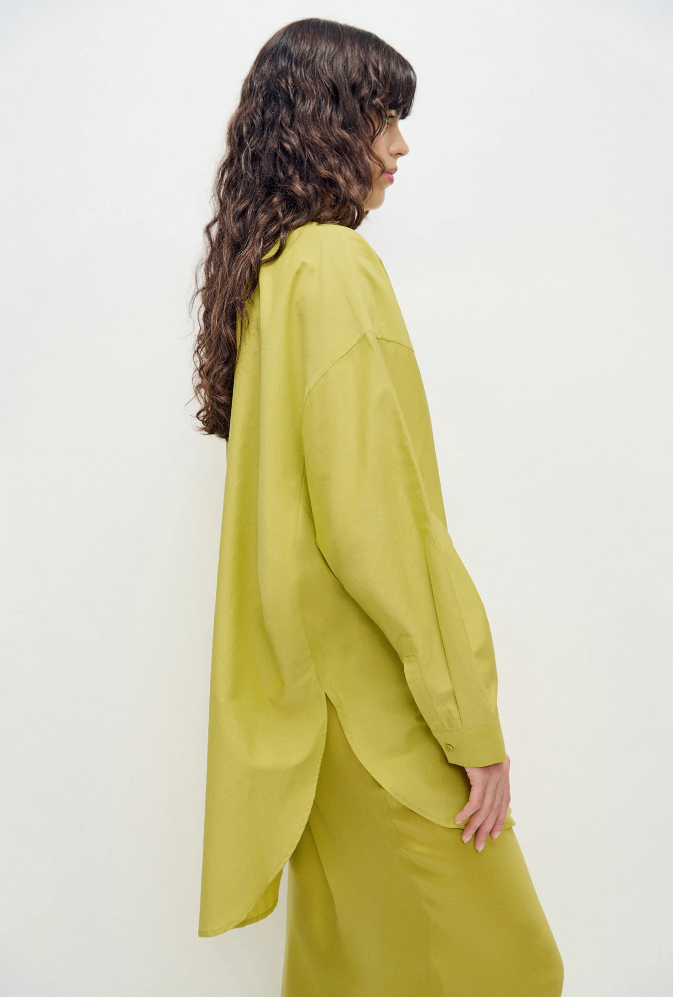 Cotton Silk Round Shirt Limelight - Image 4