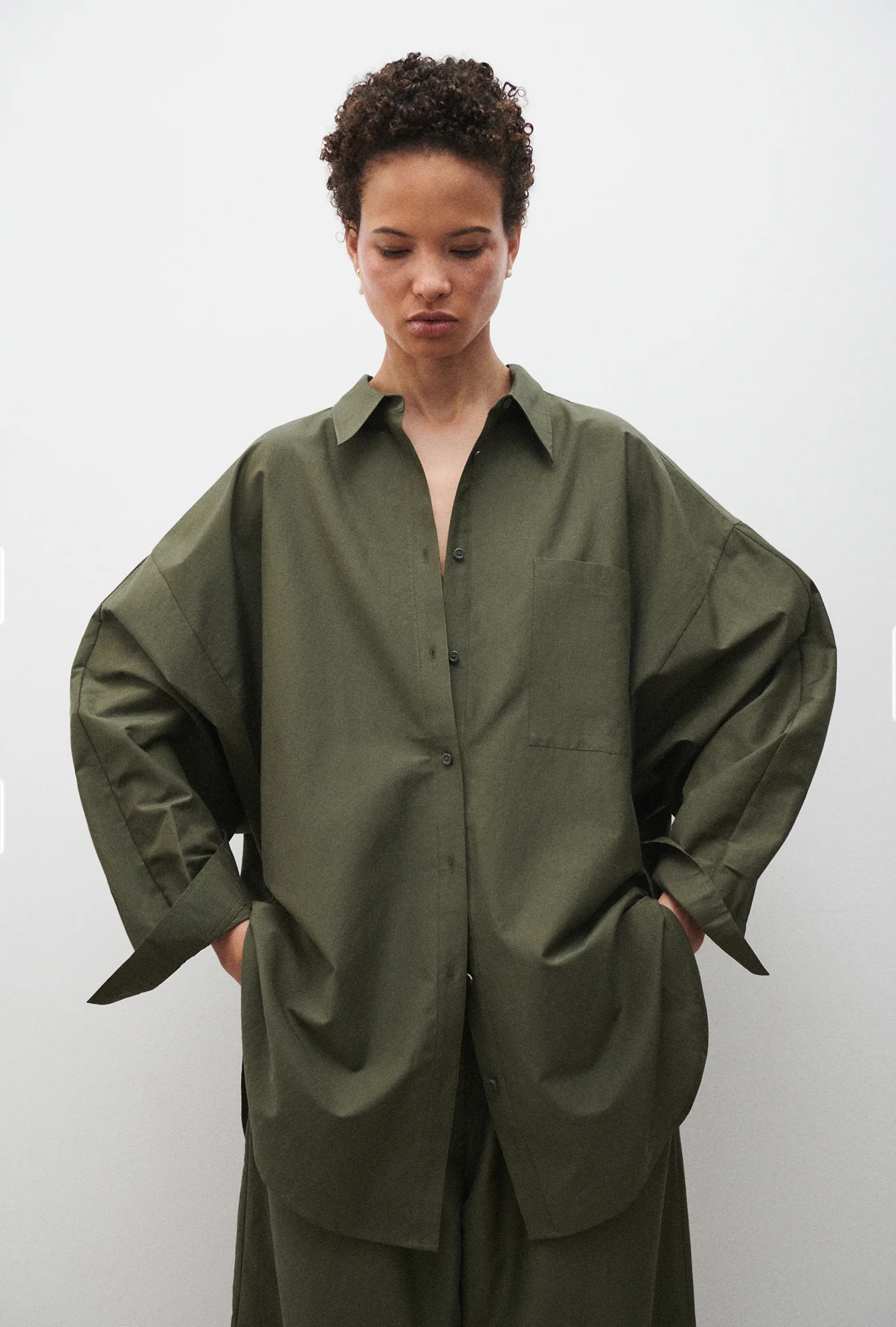 Cotton Silk Round Shirt Pine - Image 3