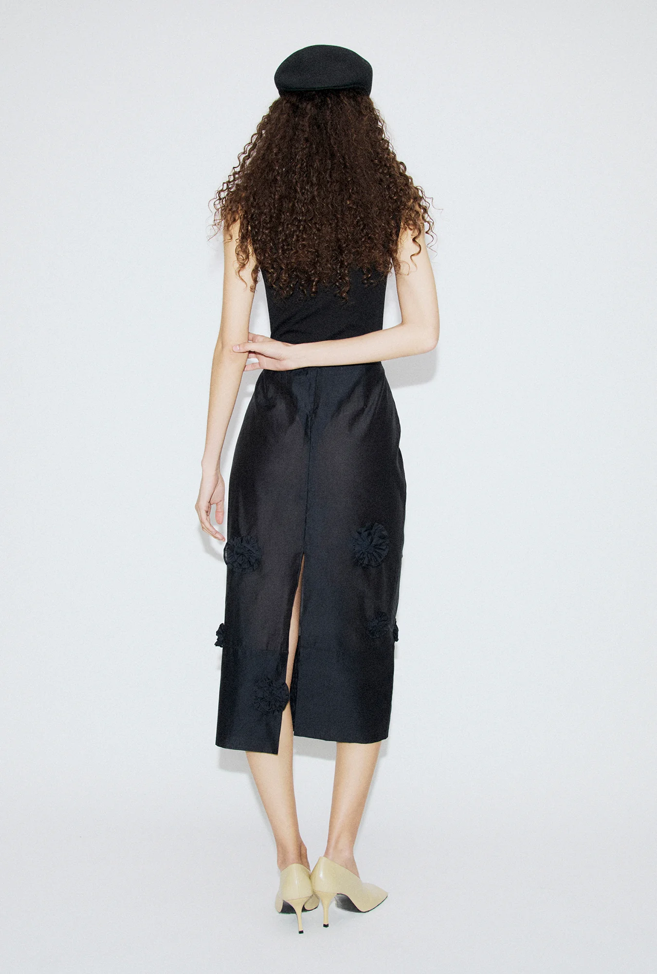 Cotton Silk Spectrum Skirt Black Flowers - Image 3