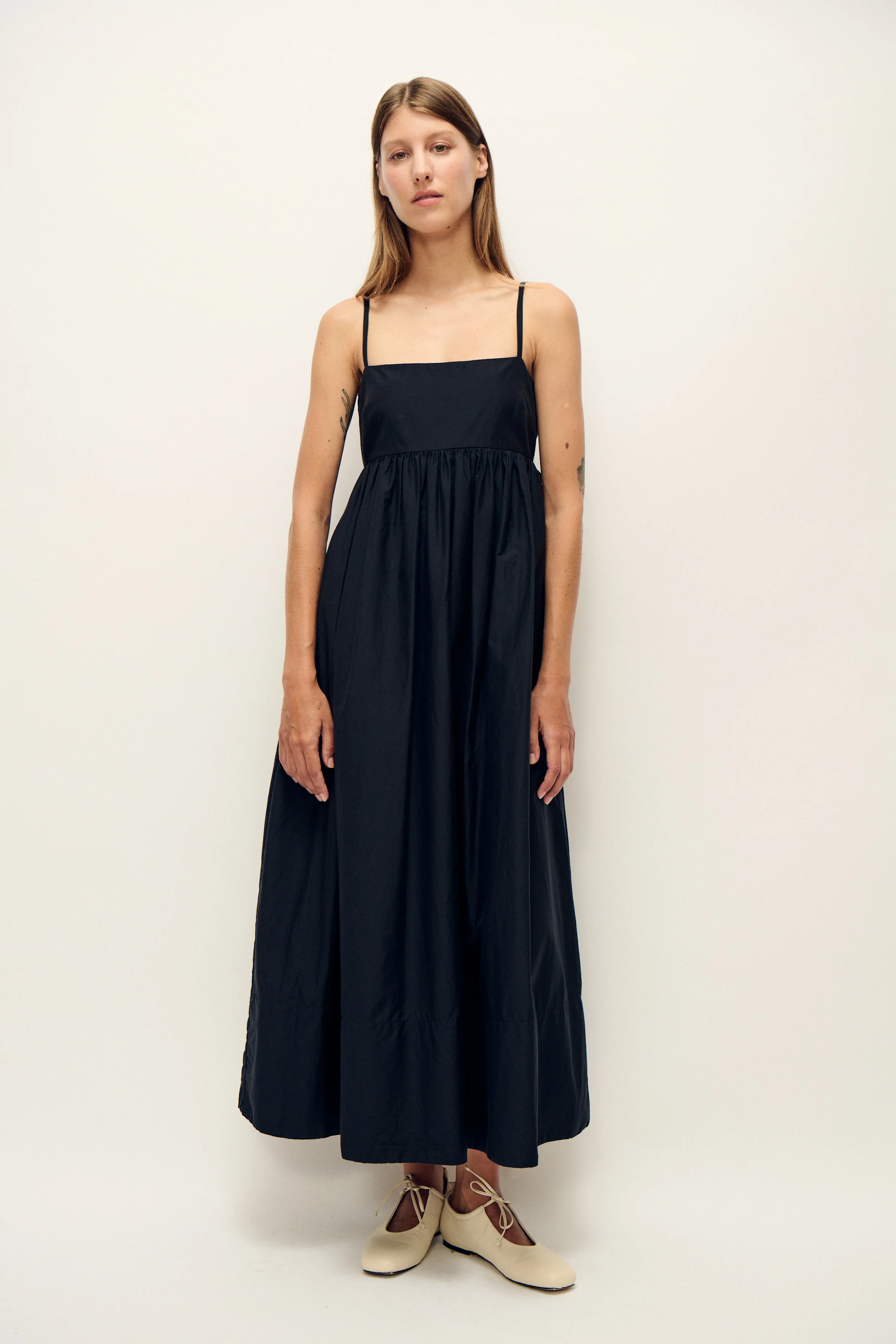 Cotton Silk Tulip Dress Black - Image 3