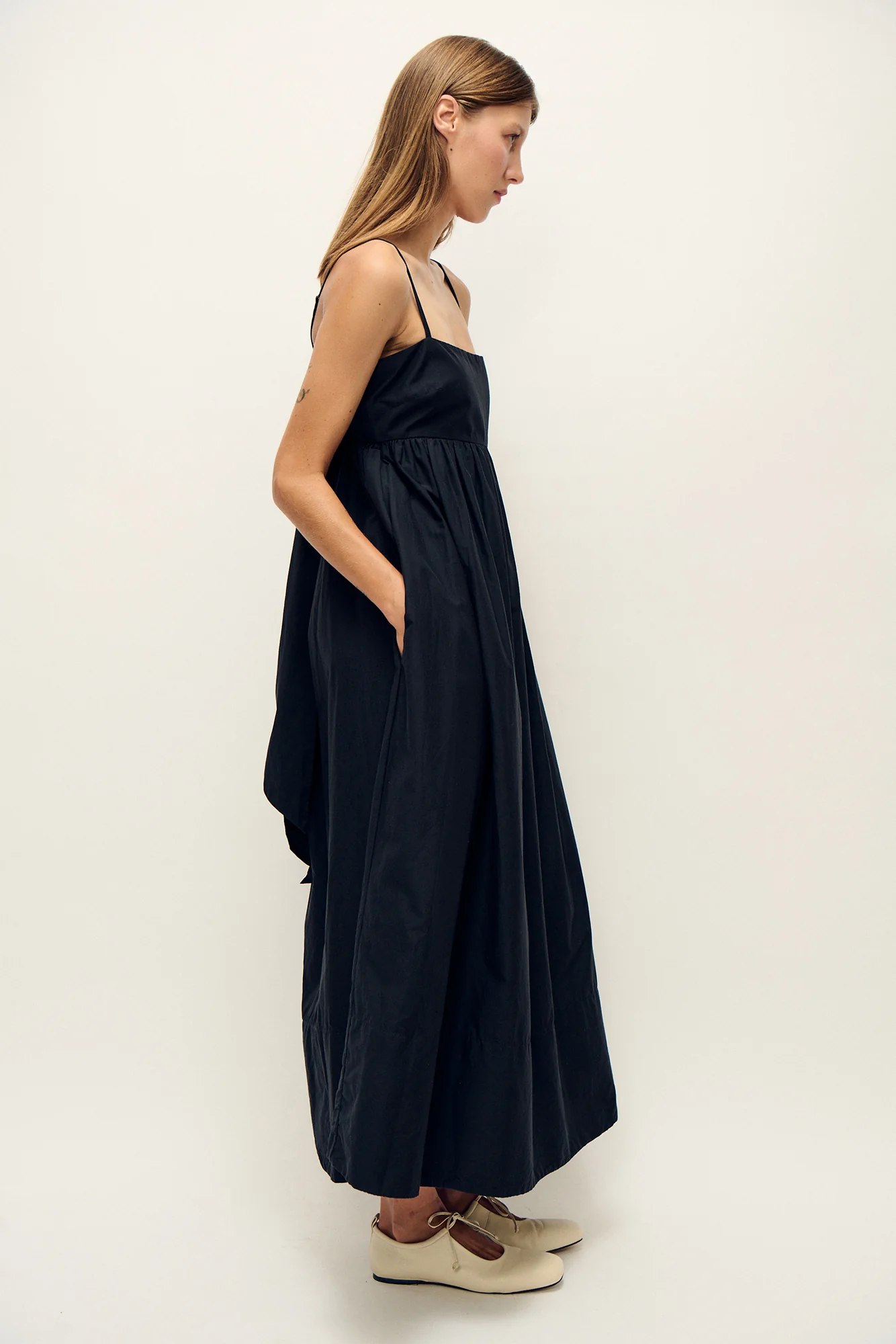 Cotton Silk Tulip Dress Black - Image 4
