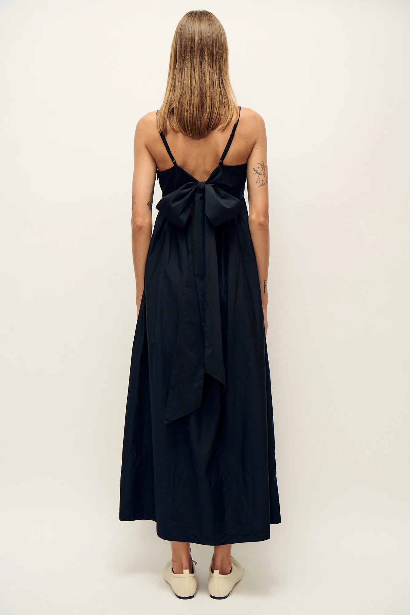 Cotton Silk Tulip Dress Black - Image 5