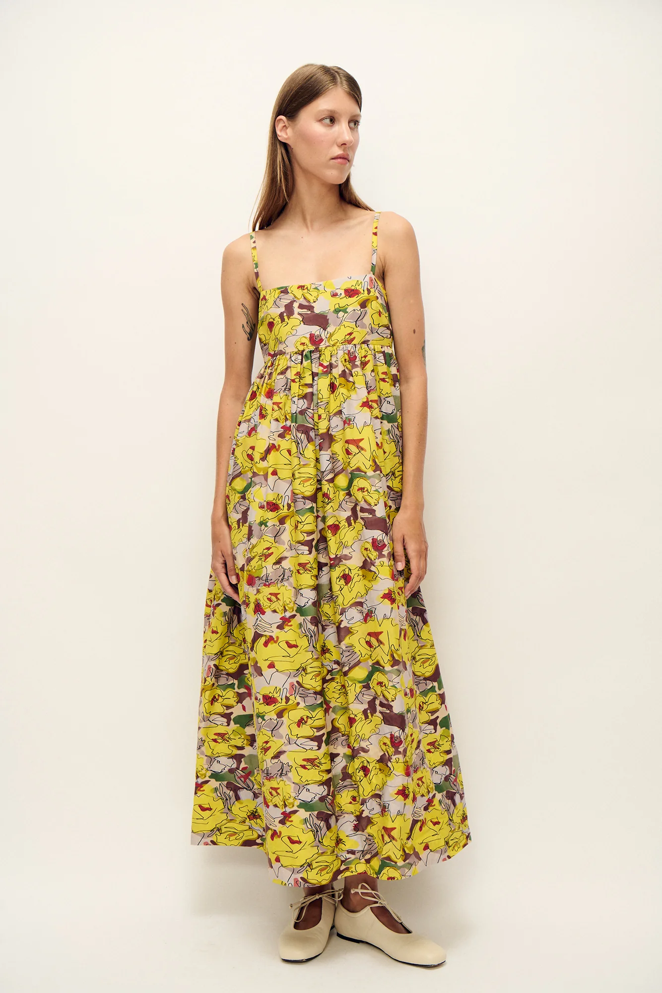 Cotton Silk Tulip Dress Sunflower Floral - Image 2