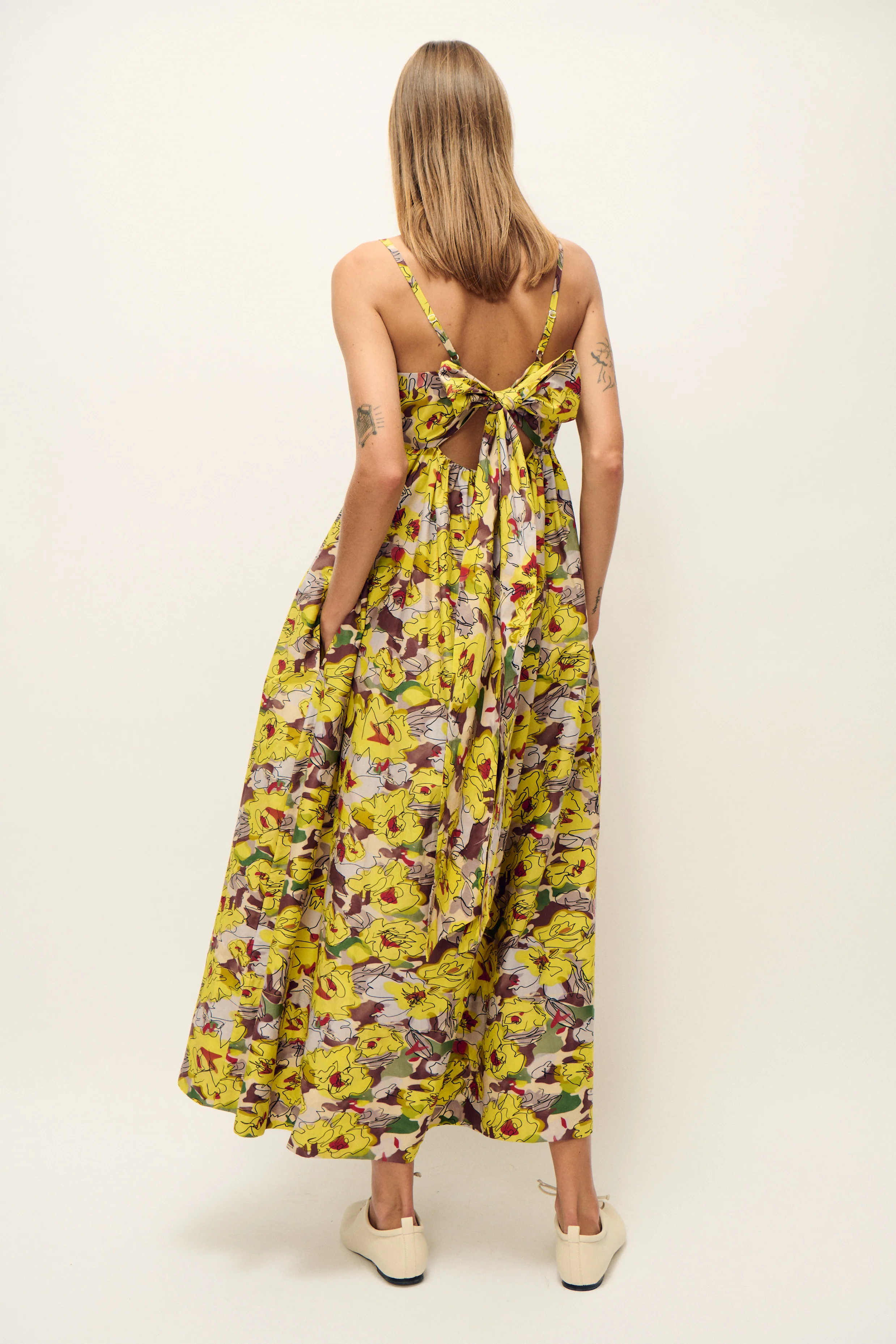 Cotton Silk Tulip Dress Sunflower Floral - Image 3