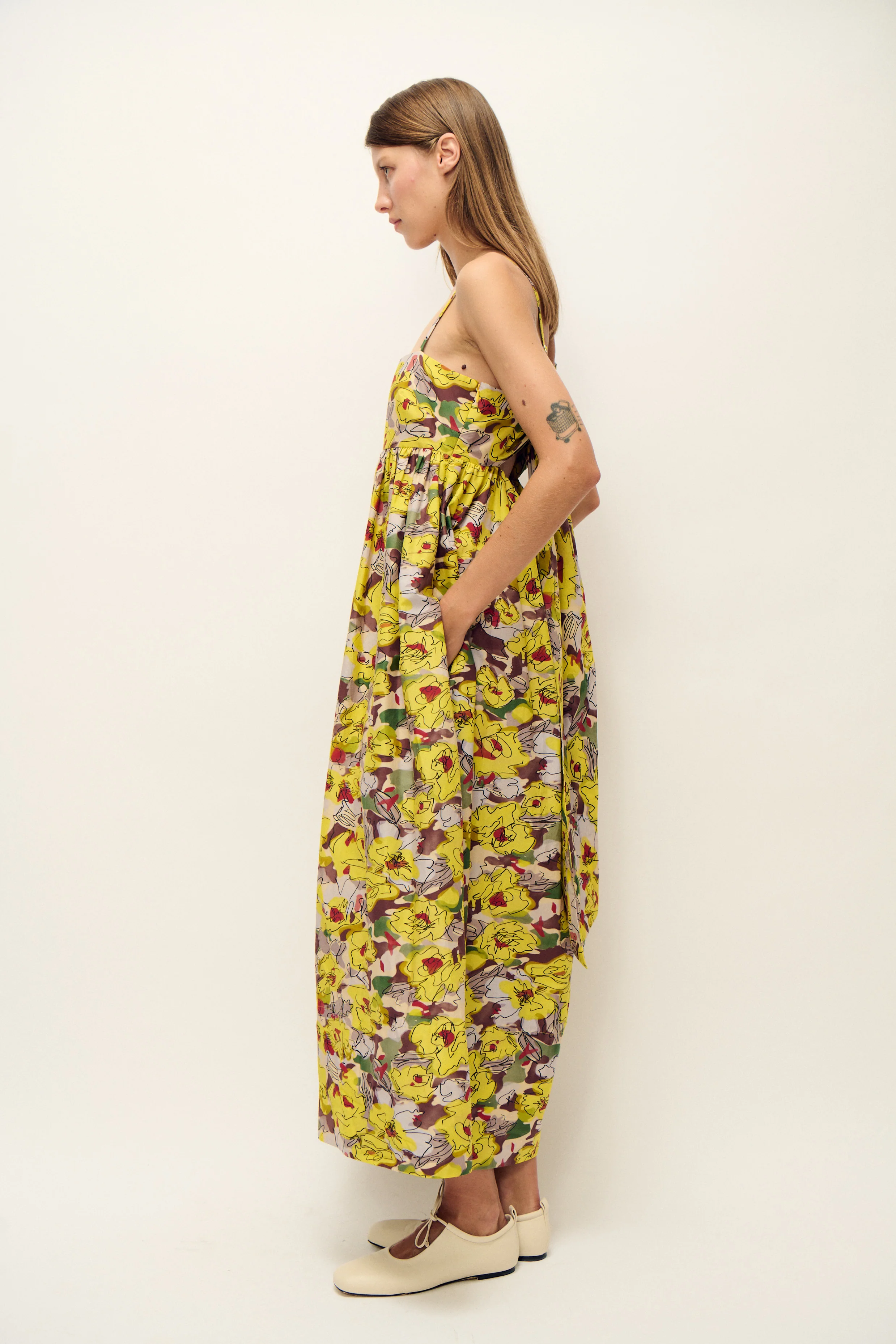 Cotton Silk Tulip Dress Sunflower Floral - Image 4