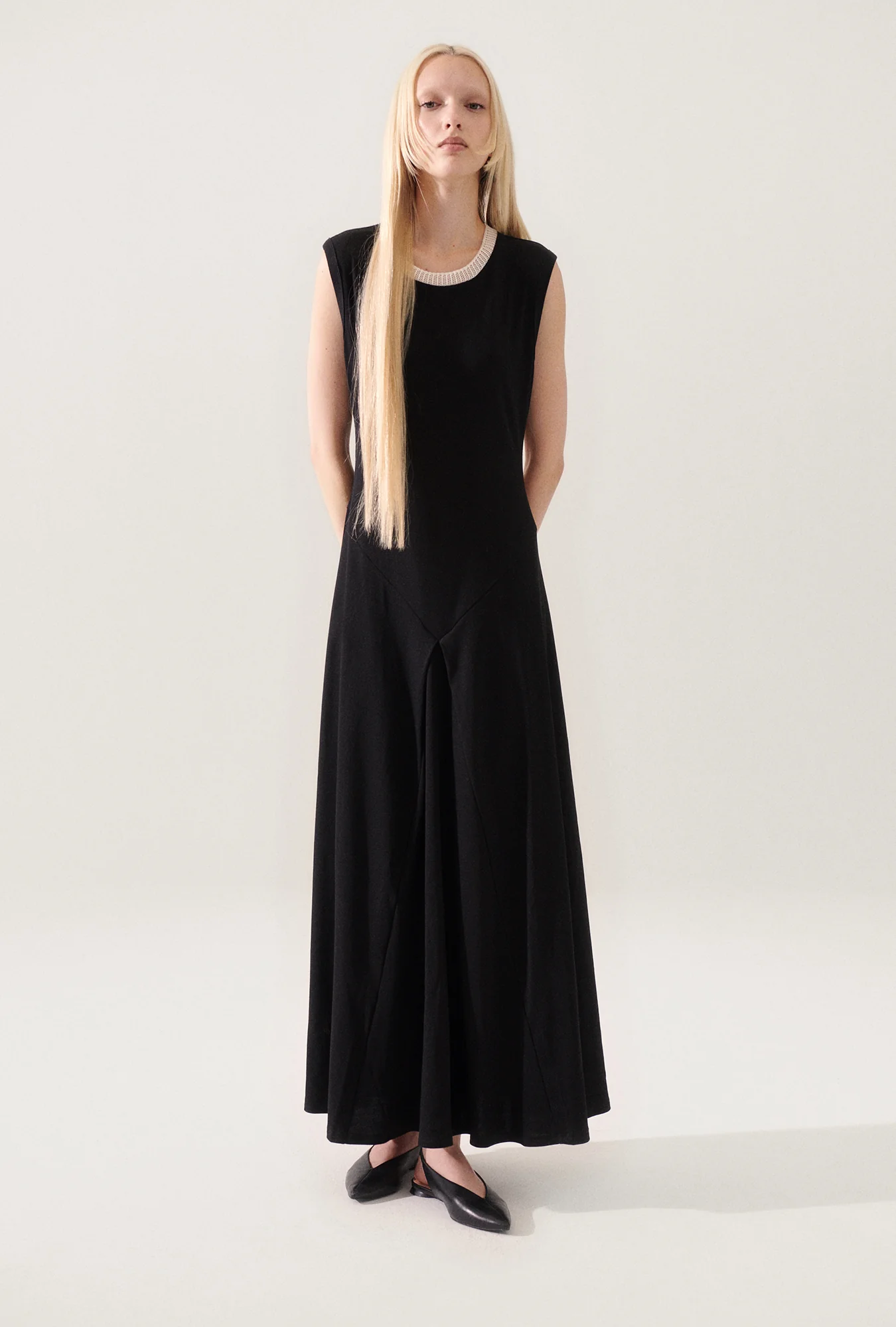 Crochet Trim Dress Black - Image 2
