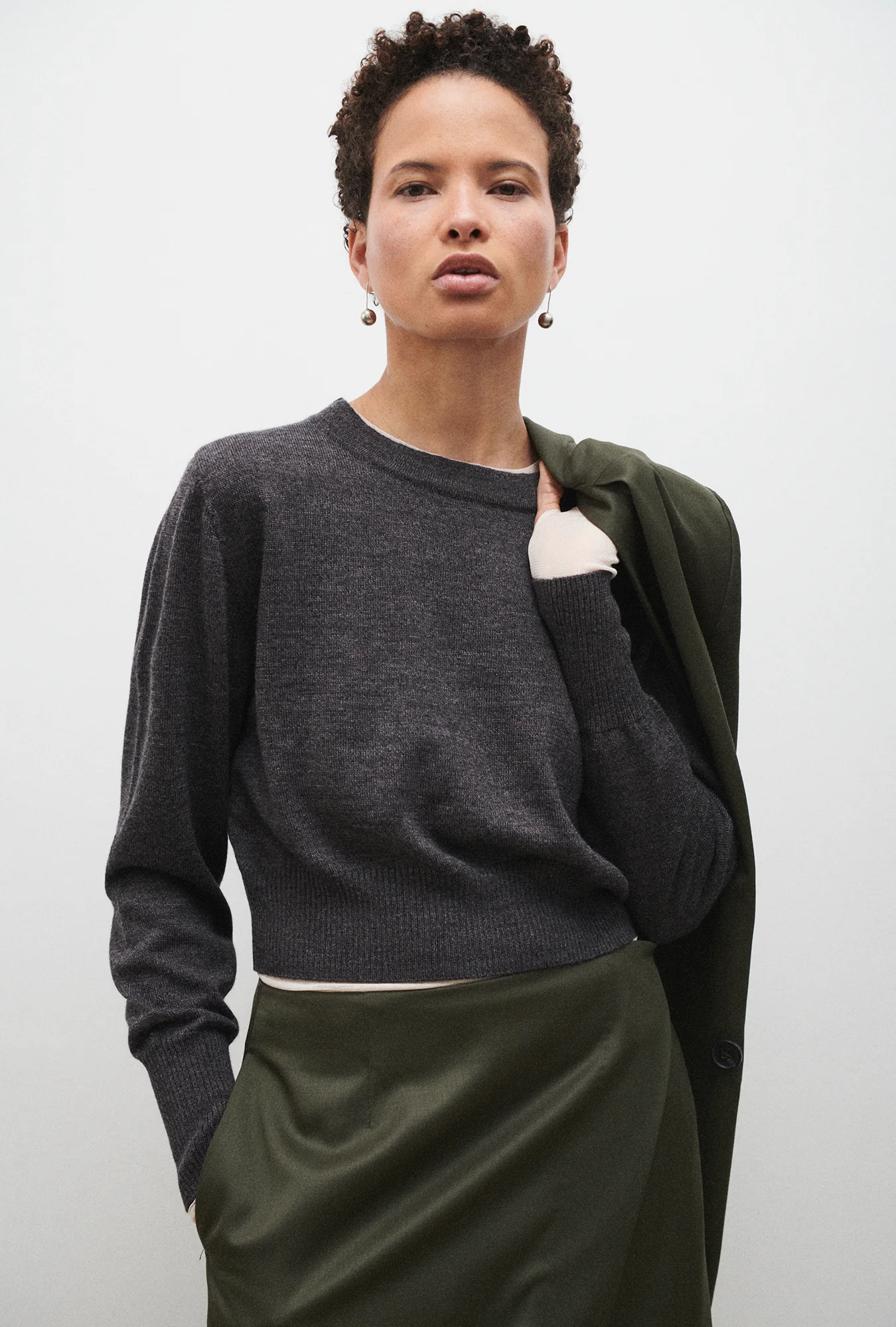 Cropped Crewneck Granite Melange - Image 3