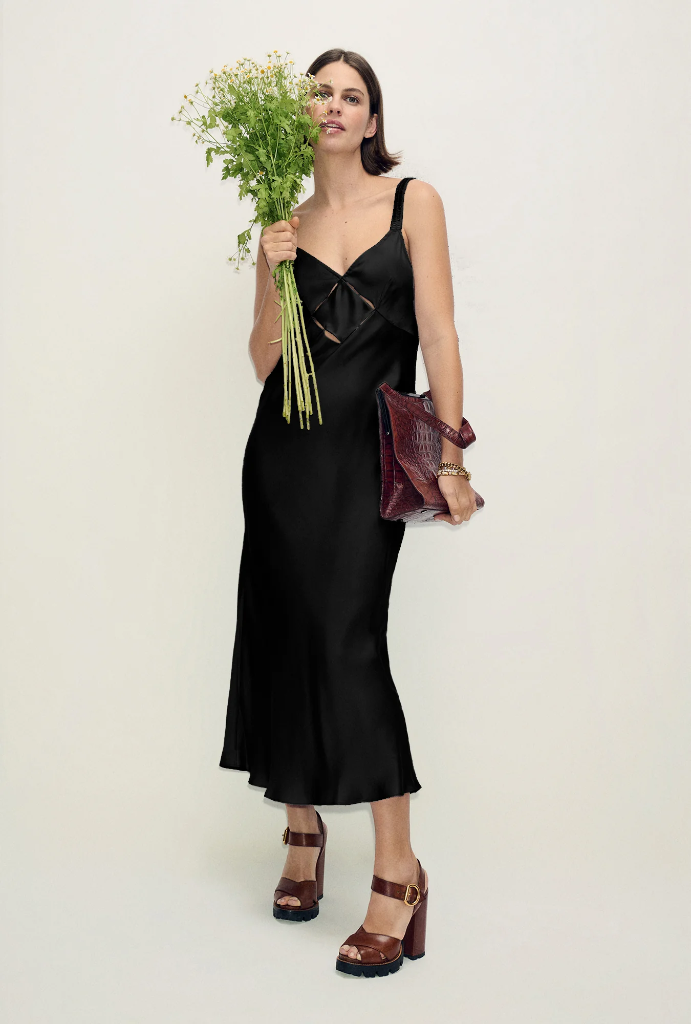 Diamond Deco Ruched Dress Black - Image 2