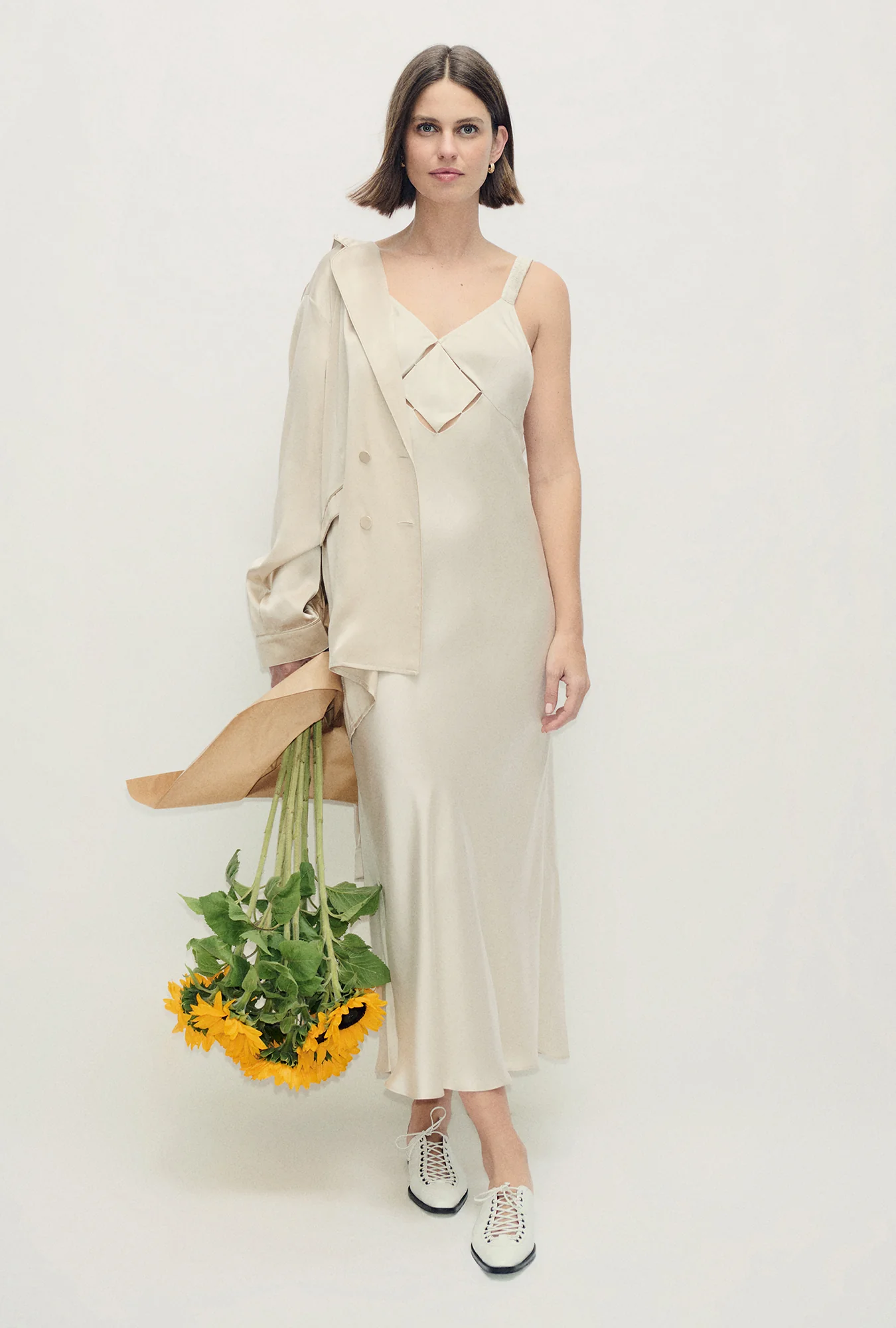 Diamond Deco Ruched Dress Hazelnut - Image 2