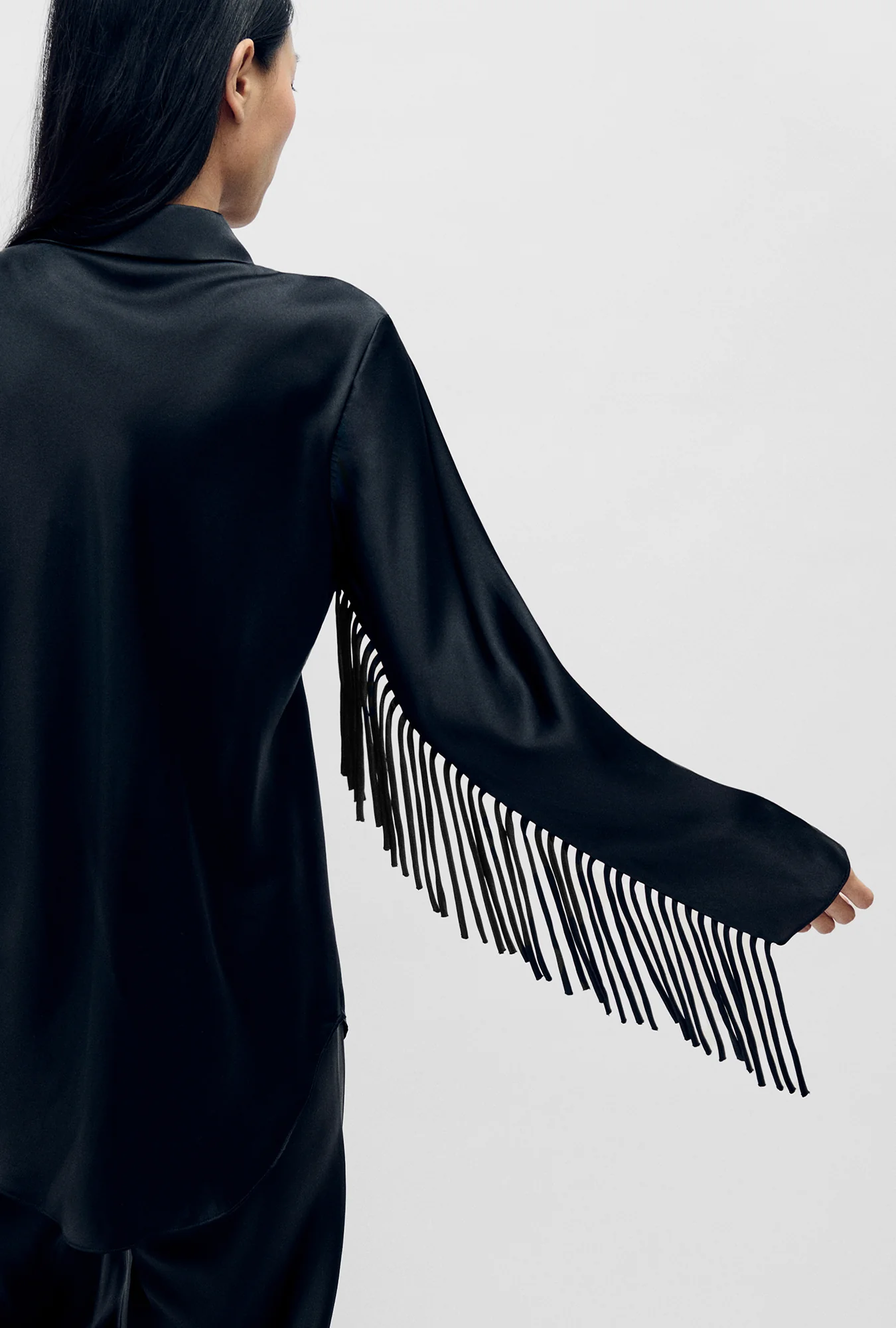 Fringe Bias Cut Shirt Black - Image 3