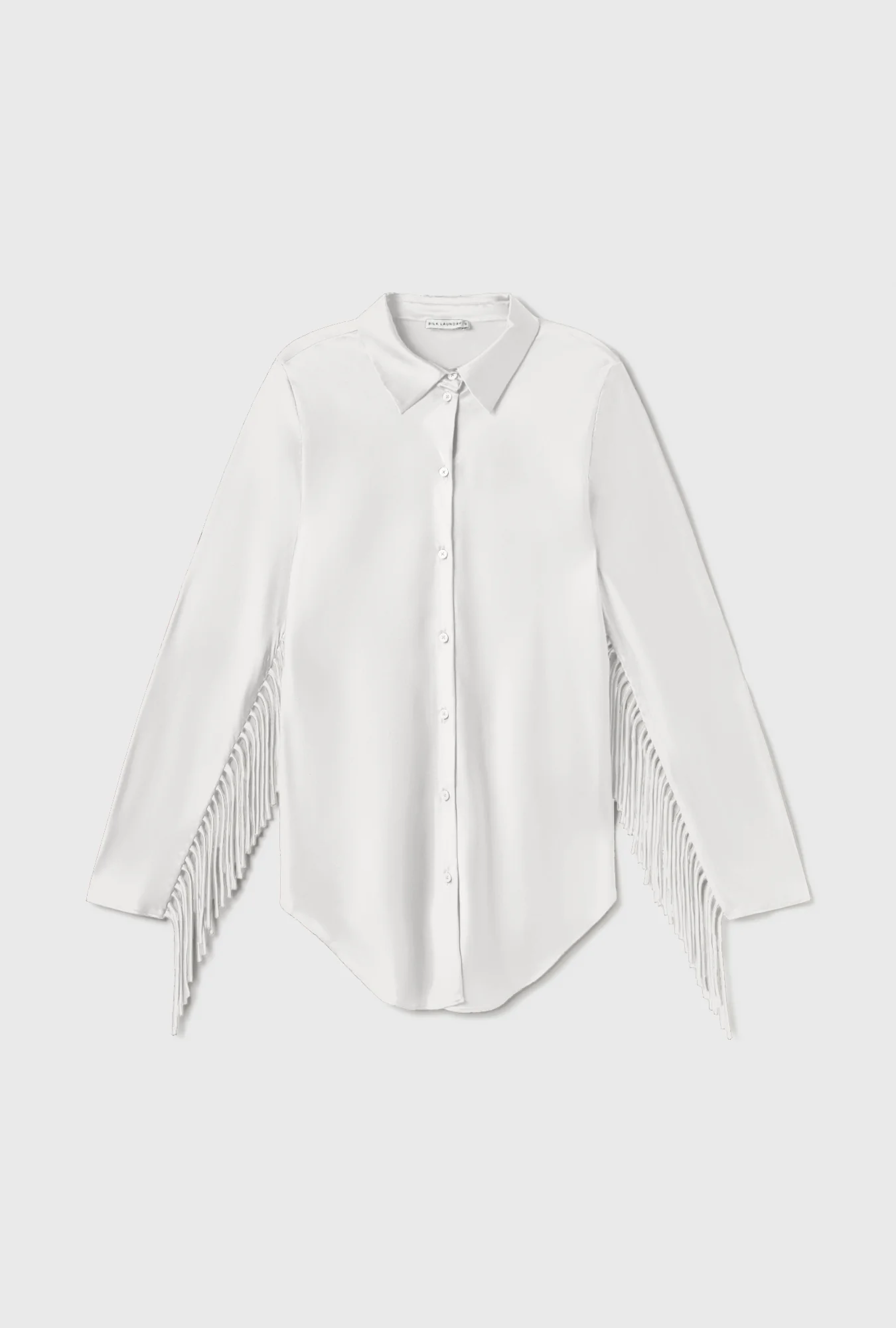 Fringe Bias Cut Shirt White