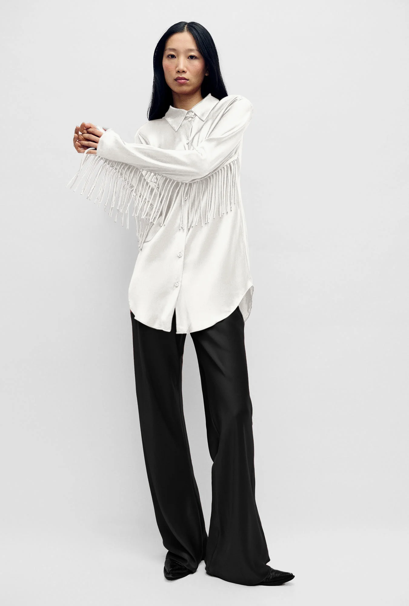 Fringe Bias Cut Shirt White - Image 2